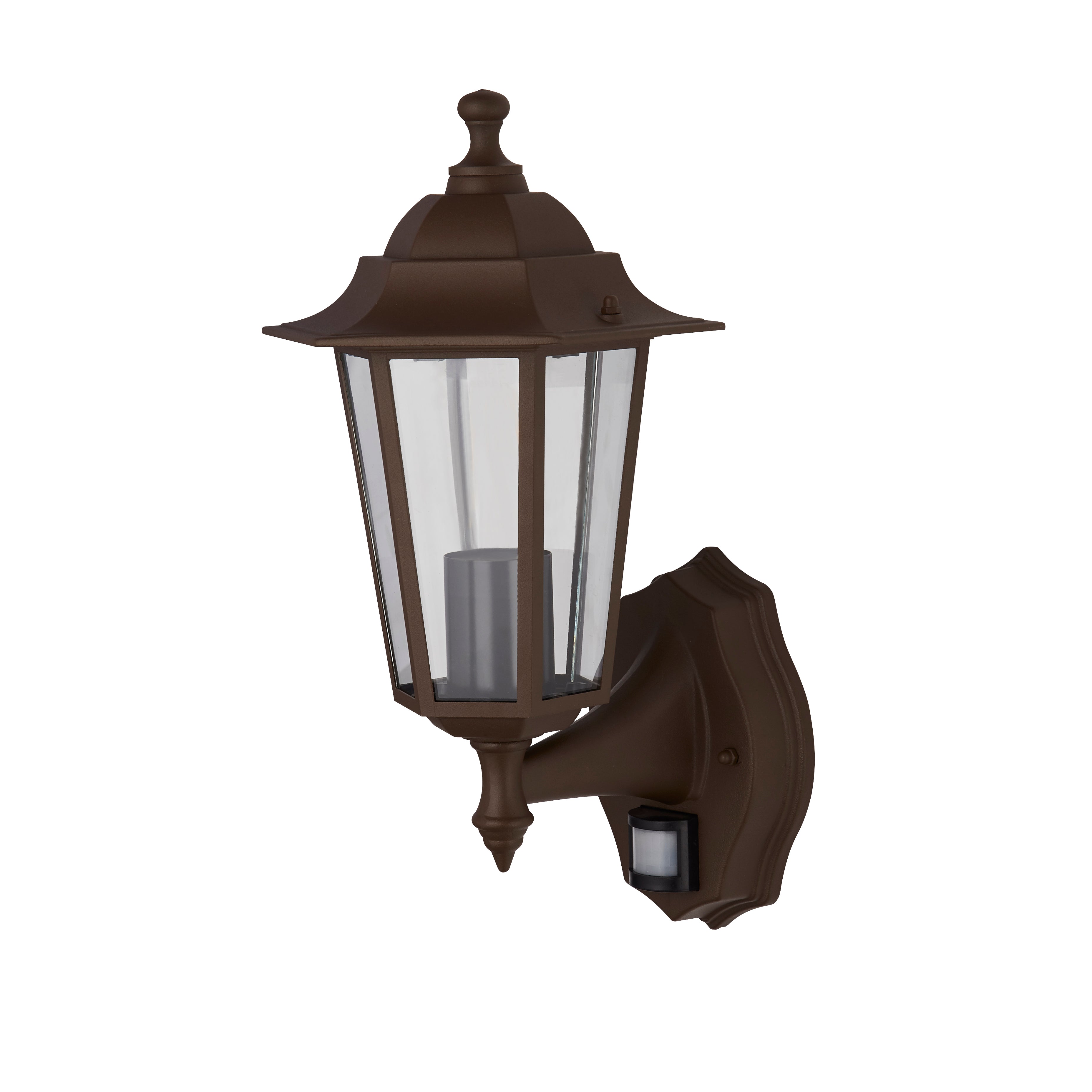 Searchlight Acton Outdoor Wall Light with PIR - Rust Brown & Glass
