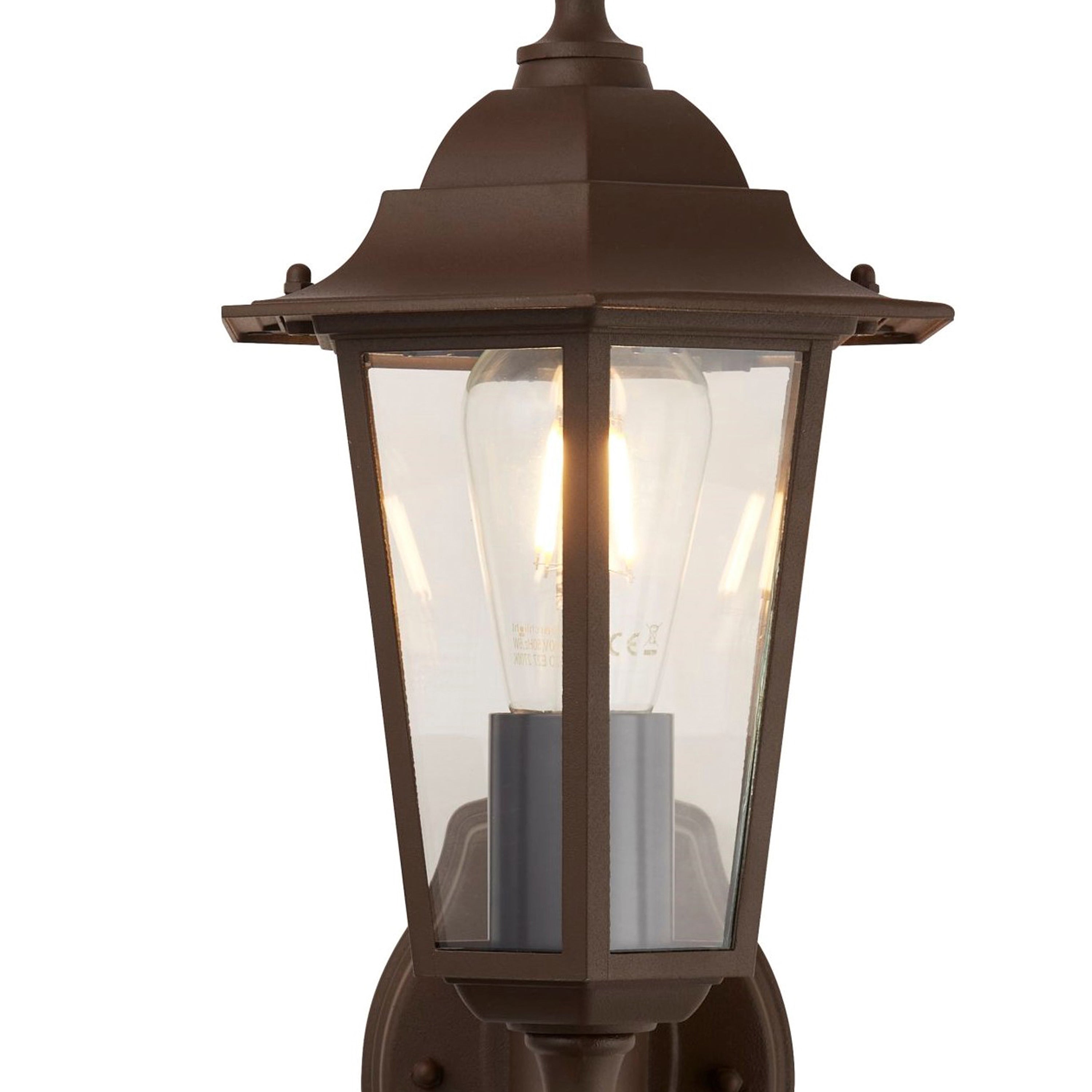 Searchlight Acton Outdoor Wall Light with PIR - Rust Brown & Glass