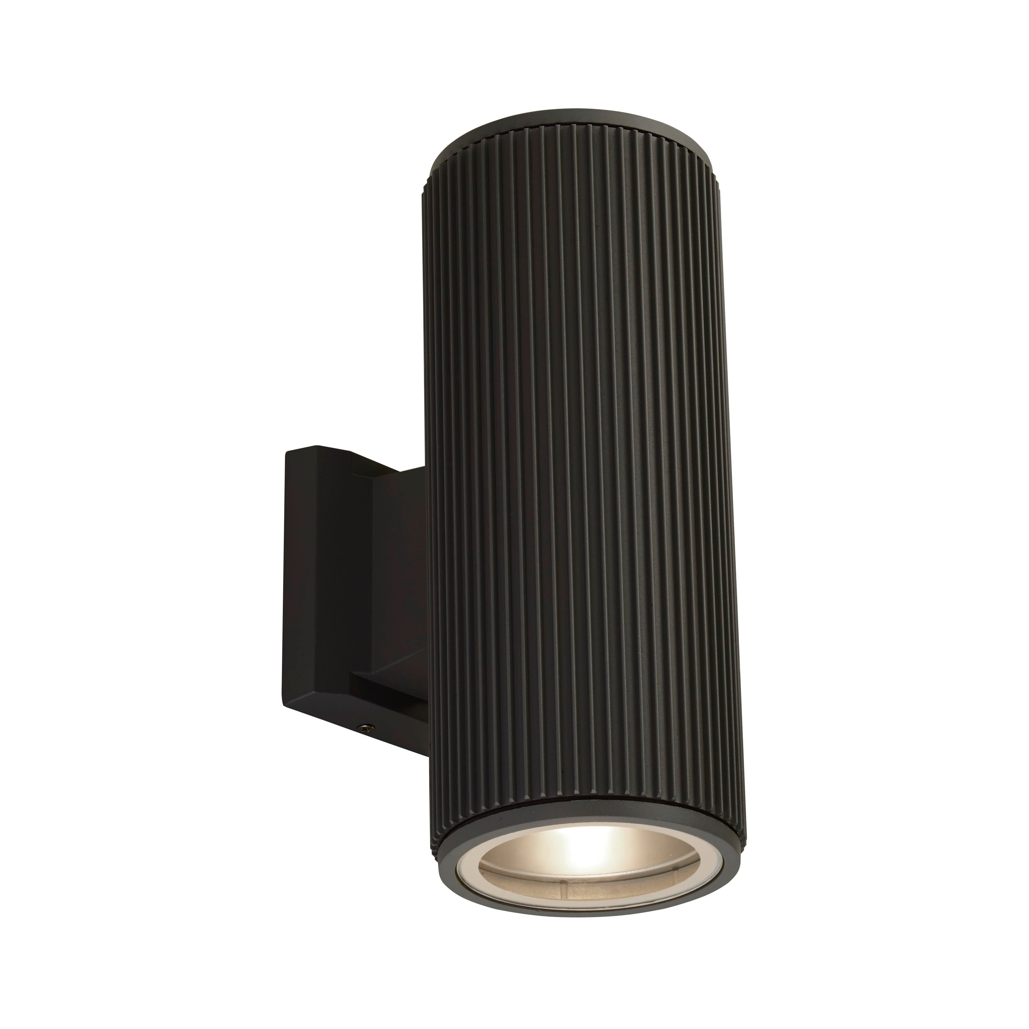 Searchlight Hallman 2 Light Outdoor Wall Light - Black with Clear Glass Diffuser