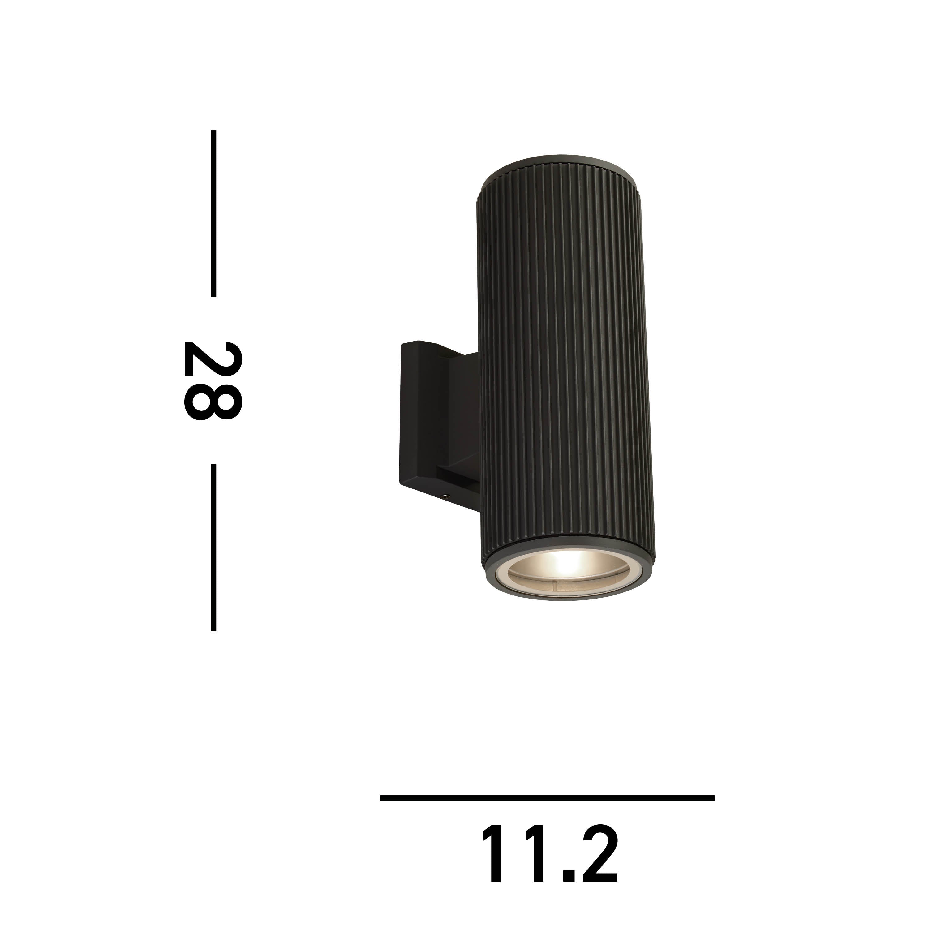 Searchlight Hallman 2 Light Outdoor Wall Light - Black with Clear Glass Diffuser