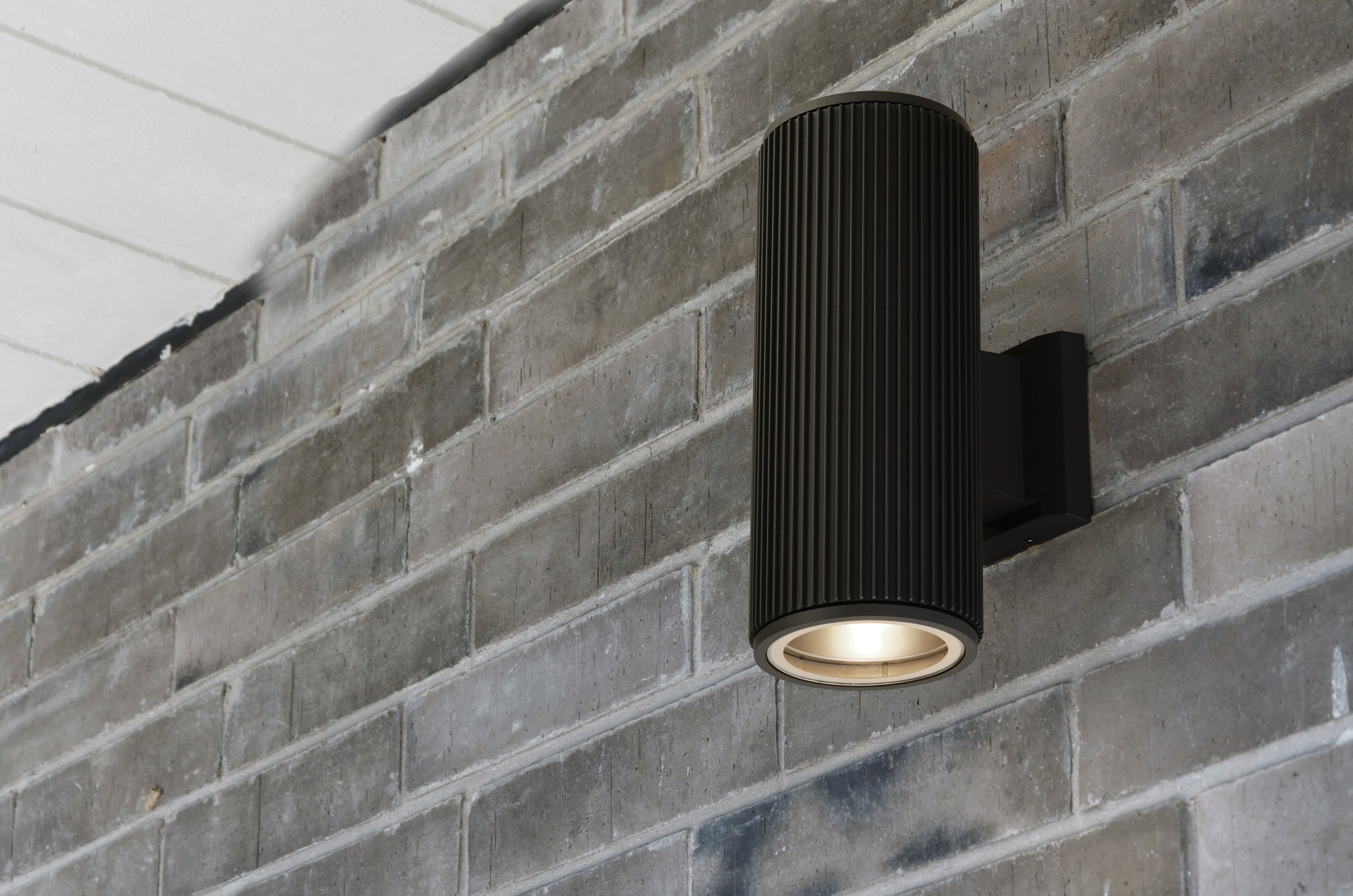 Searchlight Hallman 2 Light Outdoor Wall Light - Black with Clear Glass Diffuser