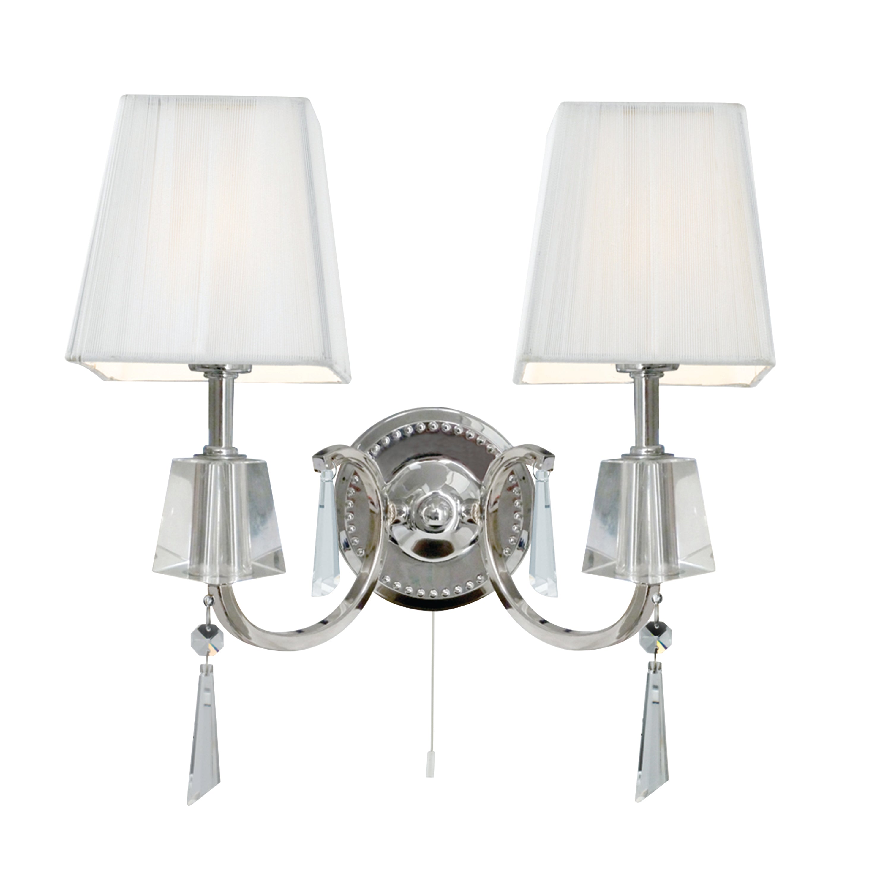 Searchlight Pilgrim 2 Light Wall Light - Chrome & Glass