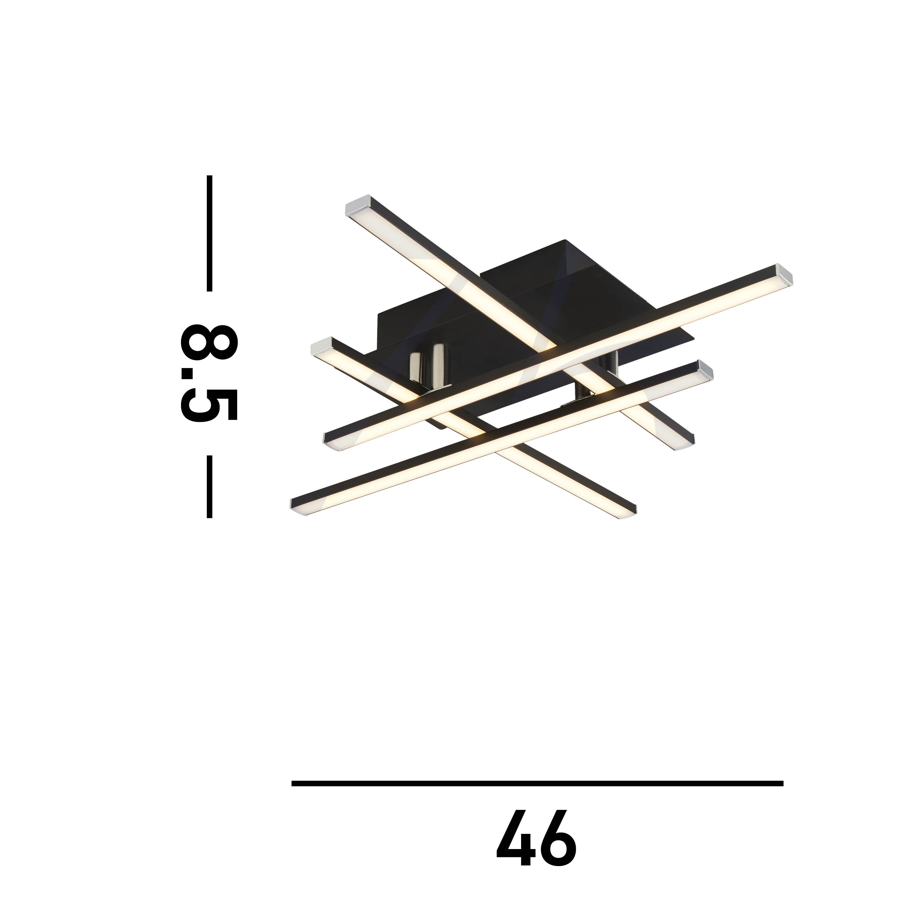 Searchlight Mark 4 Light LED Ceiling Light - Black & Opal