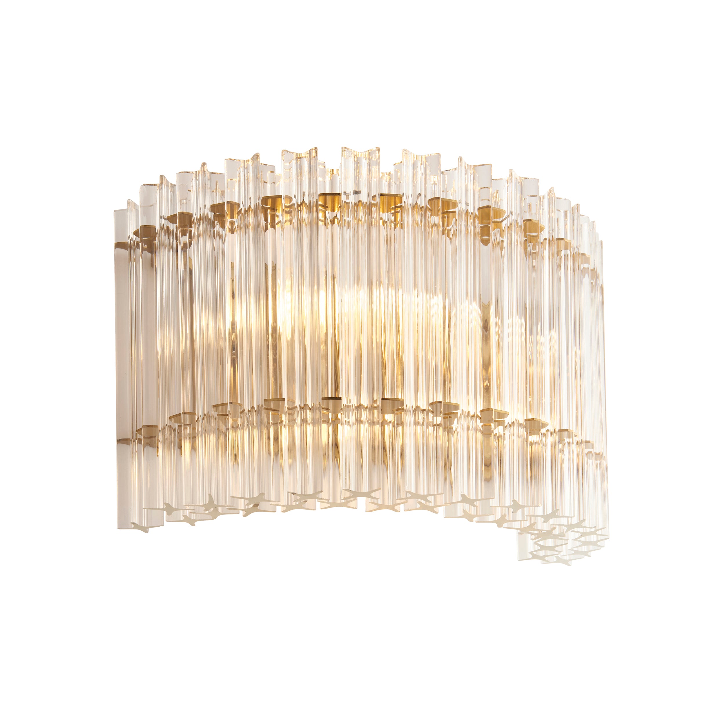 Utopia Lume 2 Light Wall Light - Brushed Aged Brass & Clear Glass
