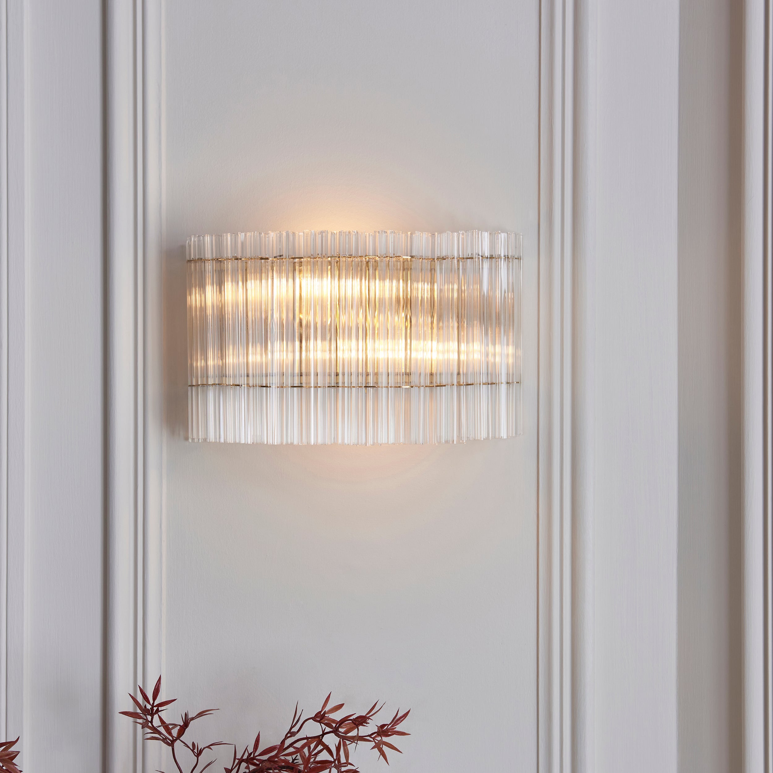 Utopia Lume 2 Light Wall Light - Brushed Aged Brass & Clear Glass