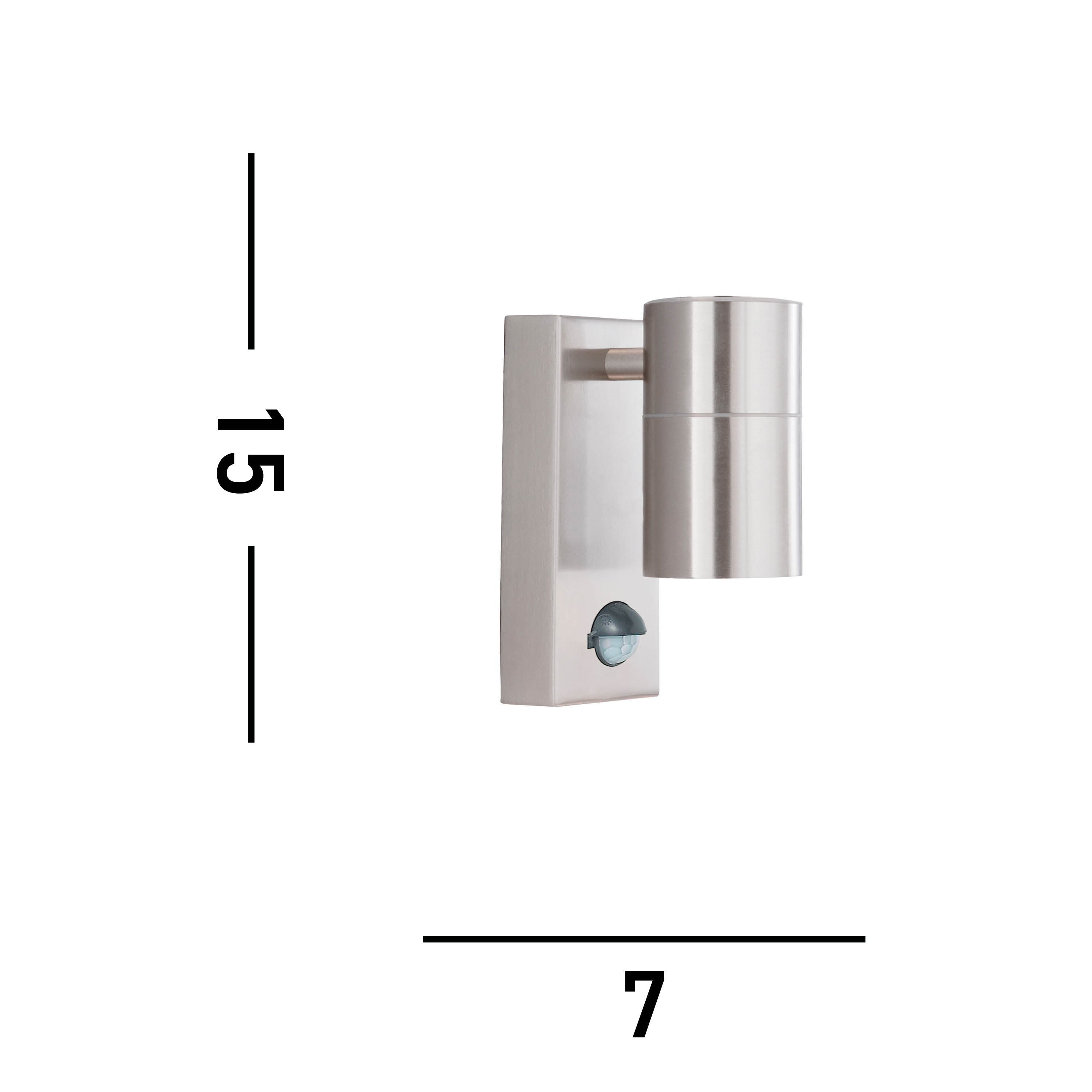 Searchlight Mela Outdoor Wall Light with Sensor - Stainless Steel - IP44
