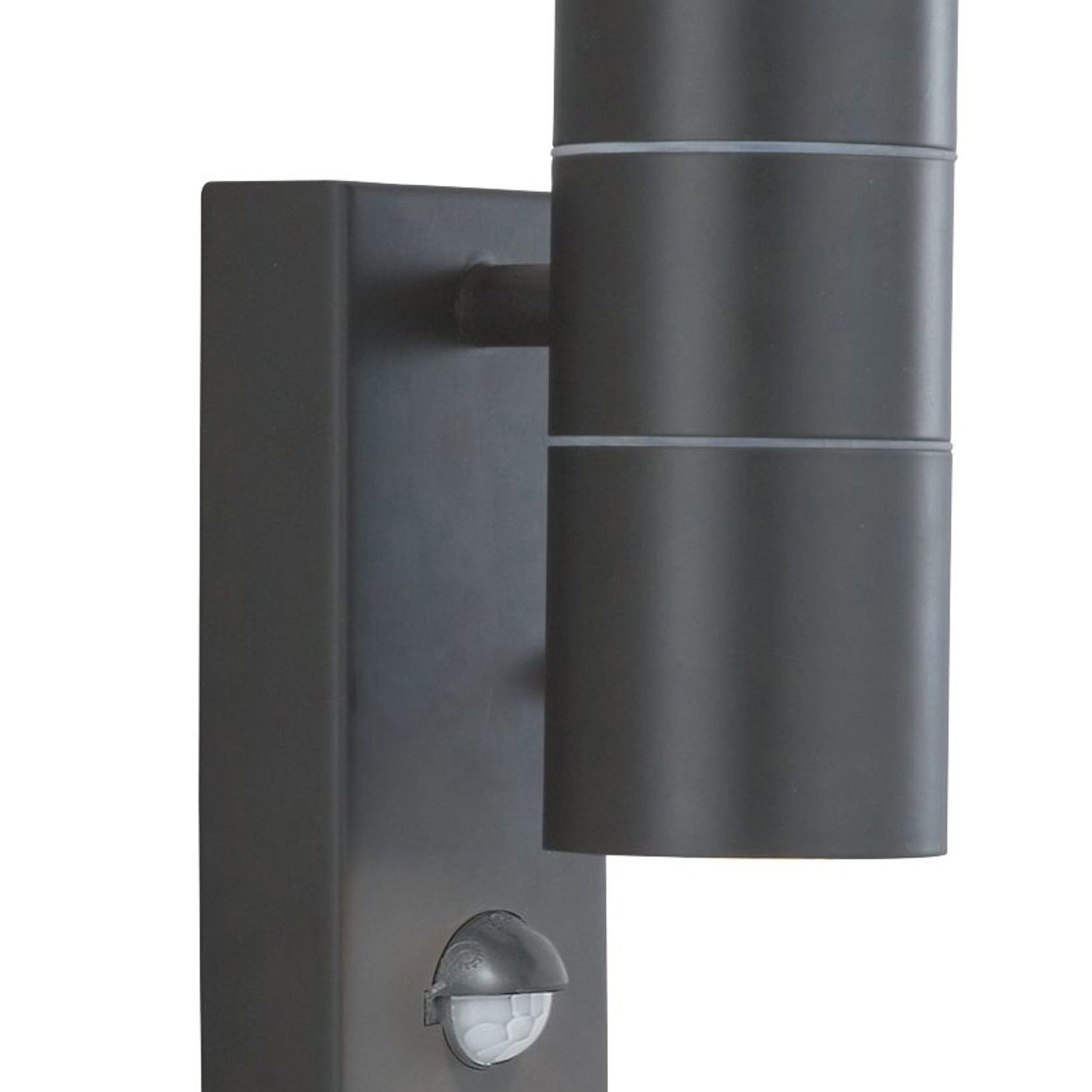Searchlight Mela 2 Light Outdoor Wall Light with Motion Sensor- Silk Black & Glass