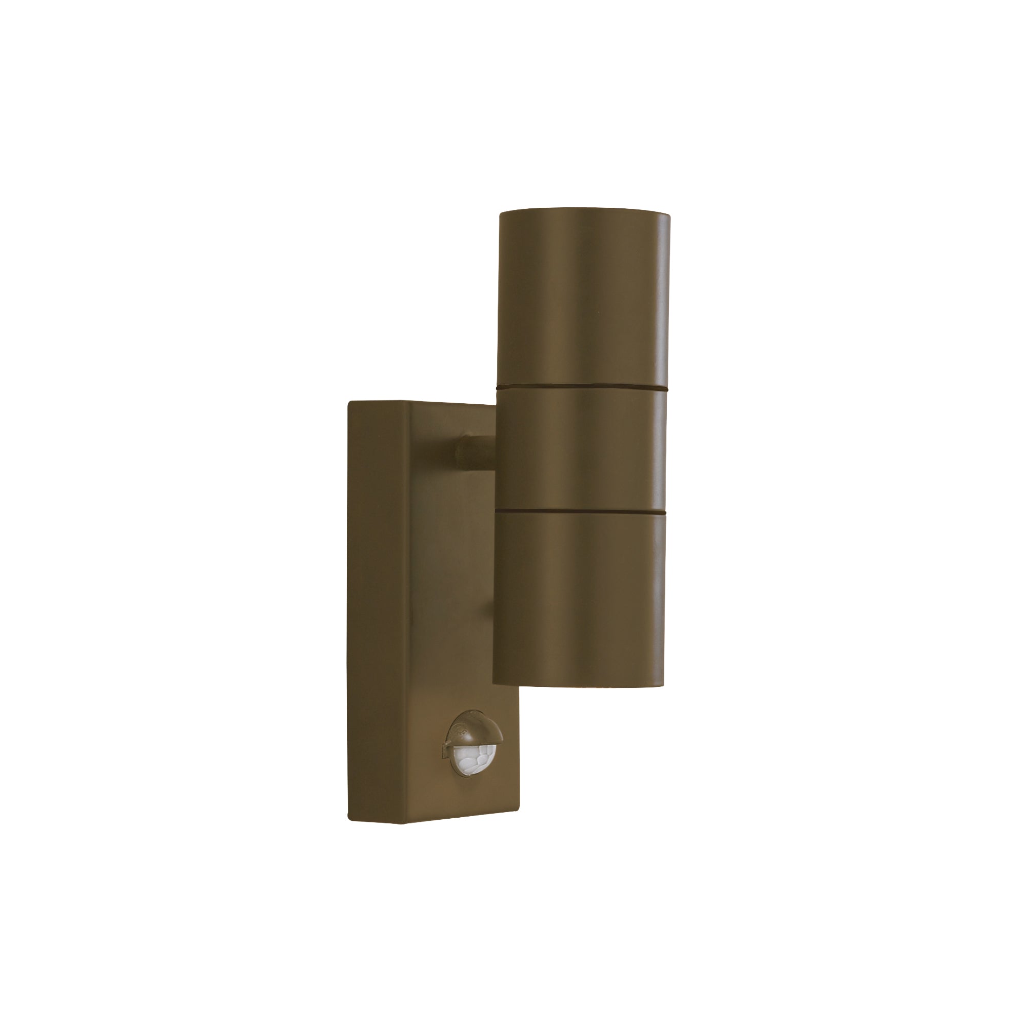 Searchlight Mela Outdoor PIR Wall Light - Rustic Brown & Glass