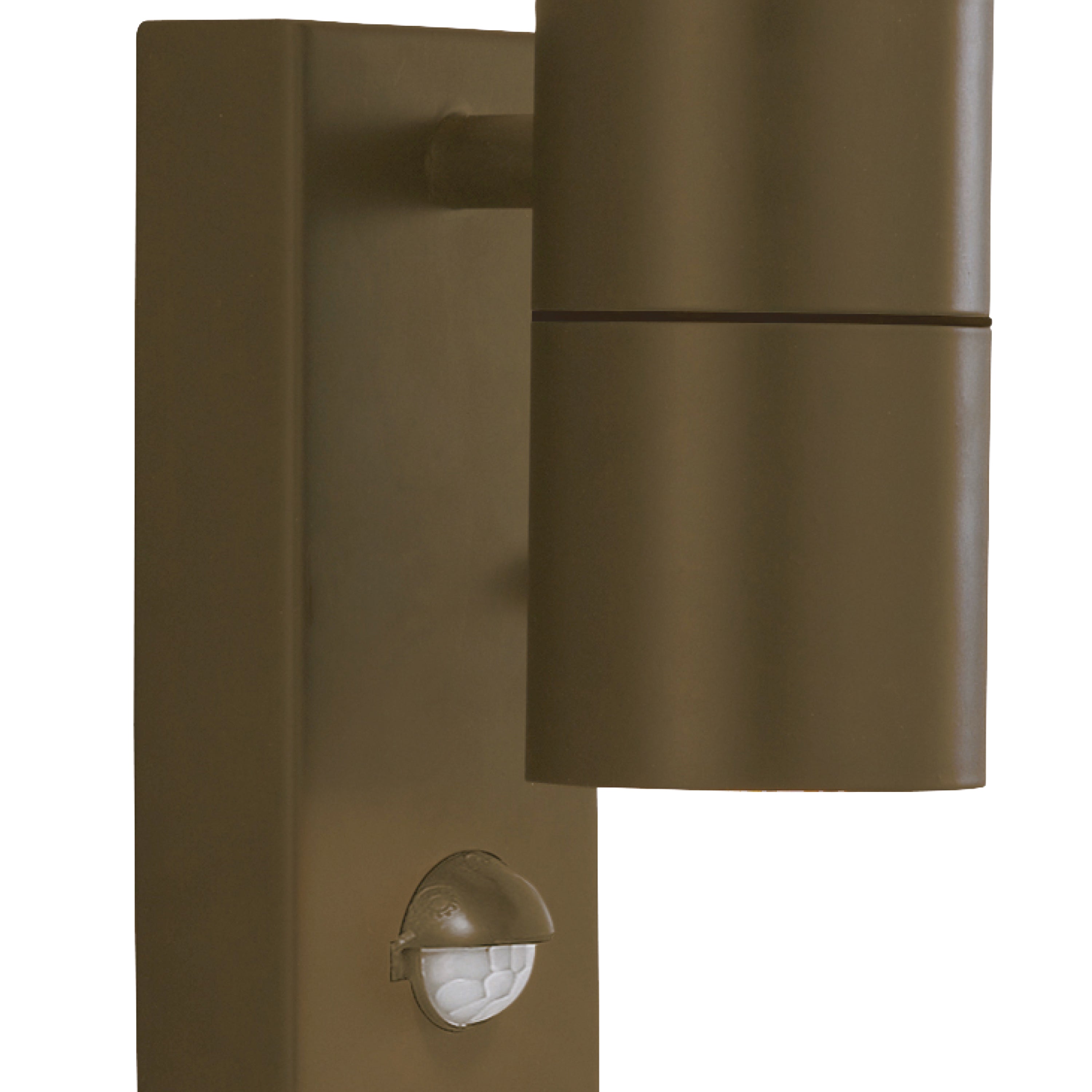 Searchlight Mela Outdoor PIR Wall Light - Rustic Brown & Glass