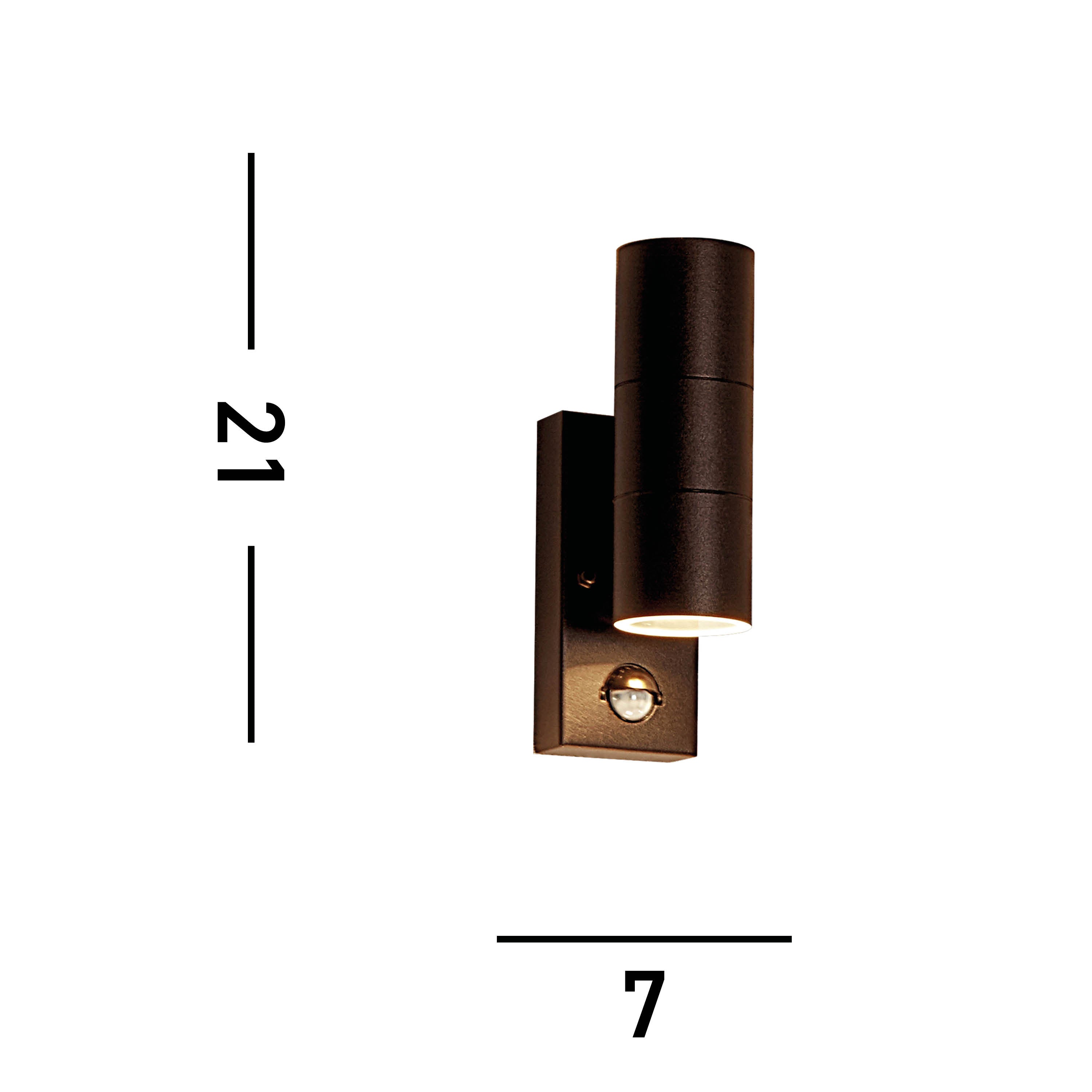 Searchlight Mela Outdoor PIR Wall Light - Rustic Brown & Glass