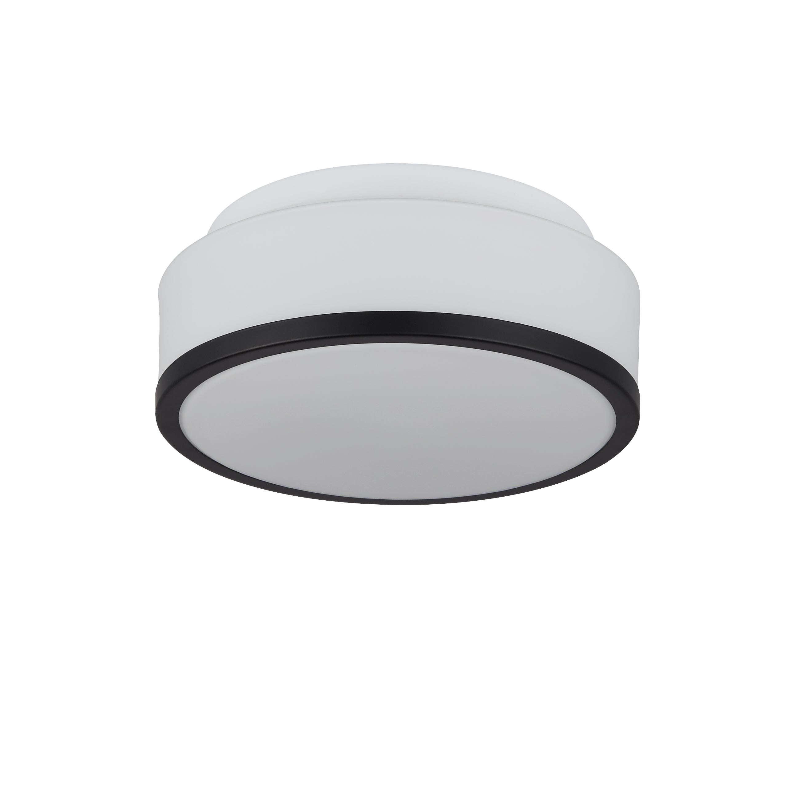 Searchlight Cannock 23cm 2 Light Flush - Black & White Glass