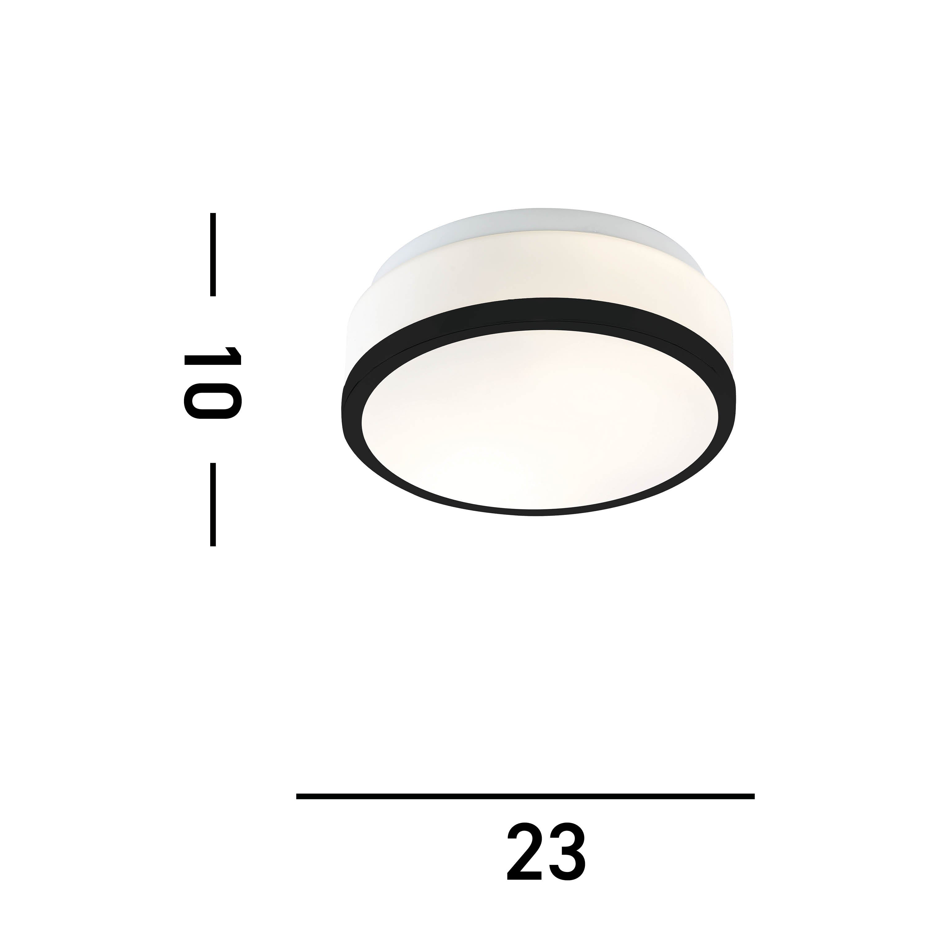 Searchlight Cannock 23cm 2 Light Flush - Black & White Glass