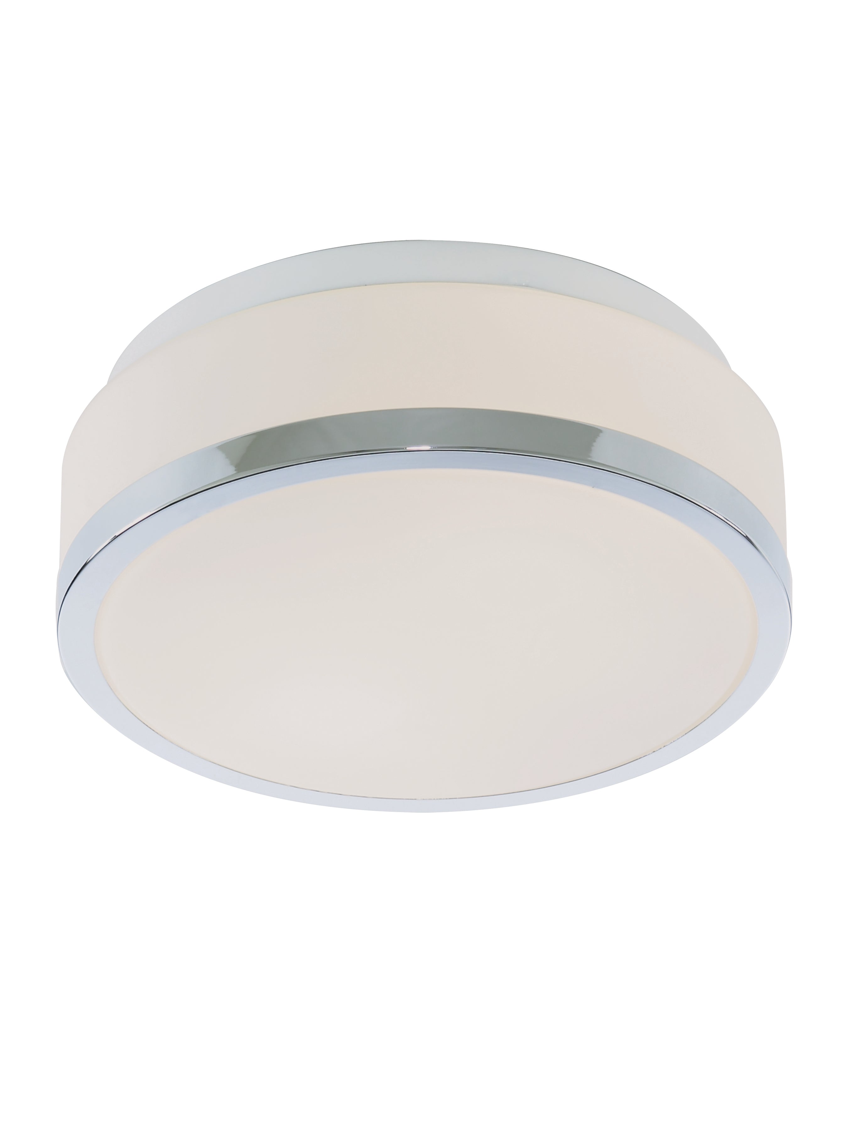 Searchlight Cannock 23cm 2 Light Flush - Chrome & White Glass