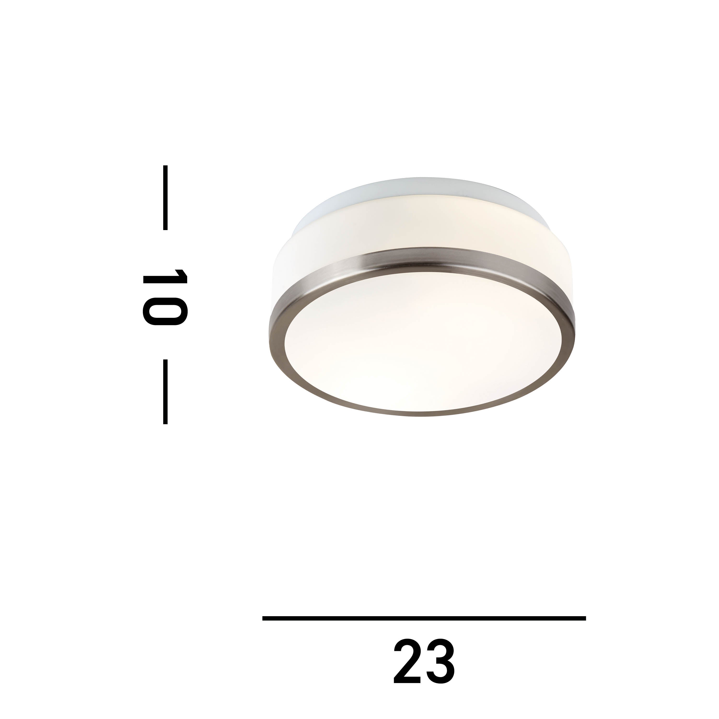 Searchlight Cannock 23cm 2 Light Flush - Satin Silver & White Glass