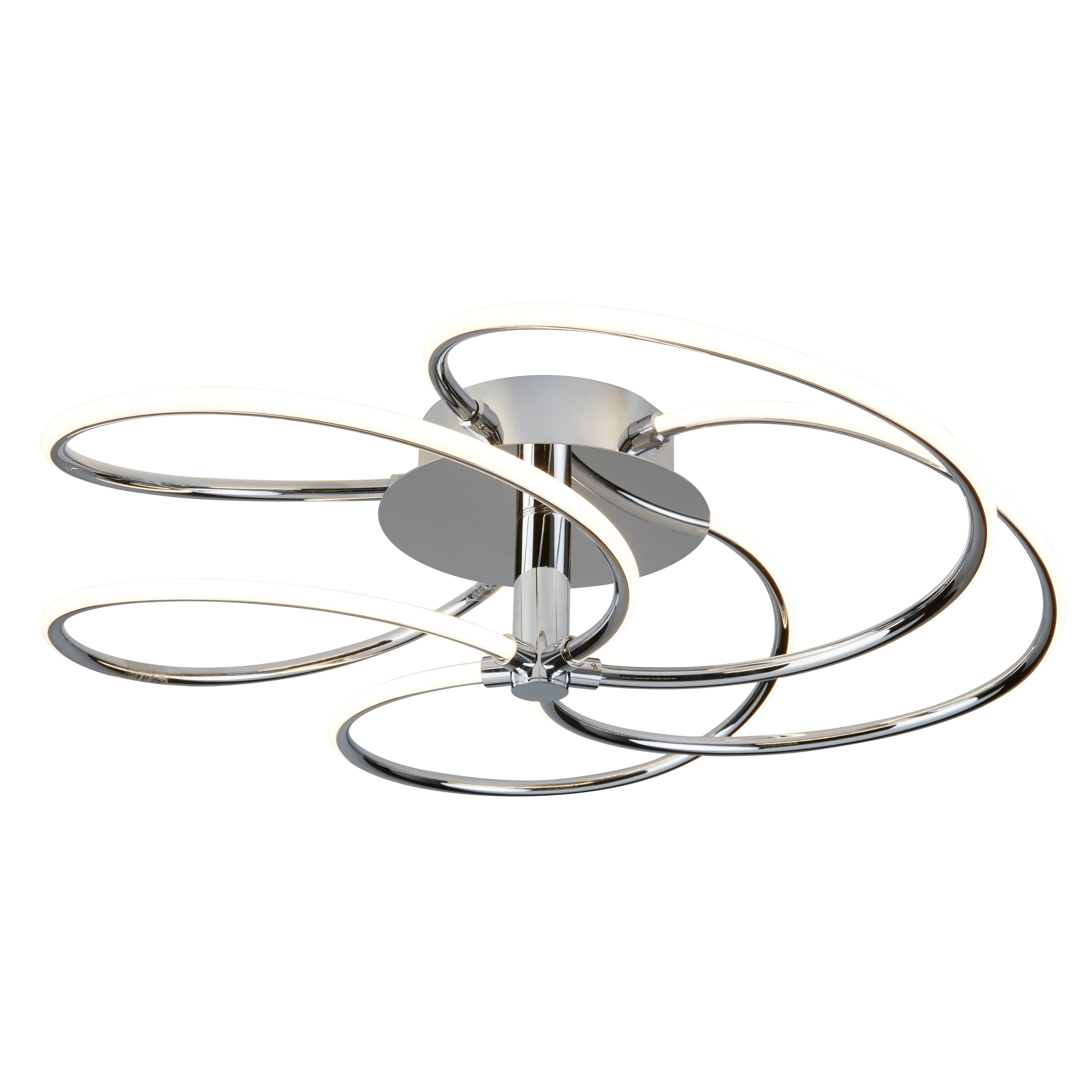 Searchlight Barclay 5 Light LED Swirl Ceiling Flush, Chrome