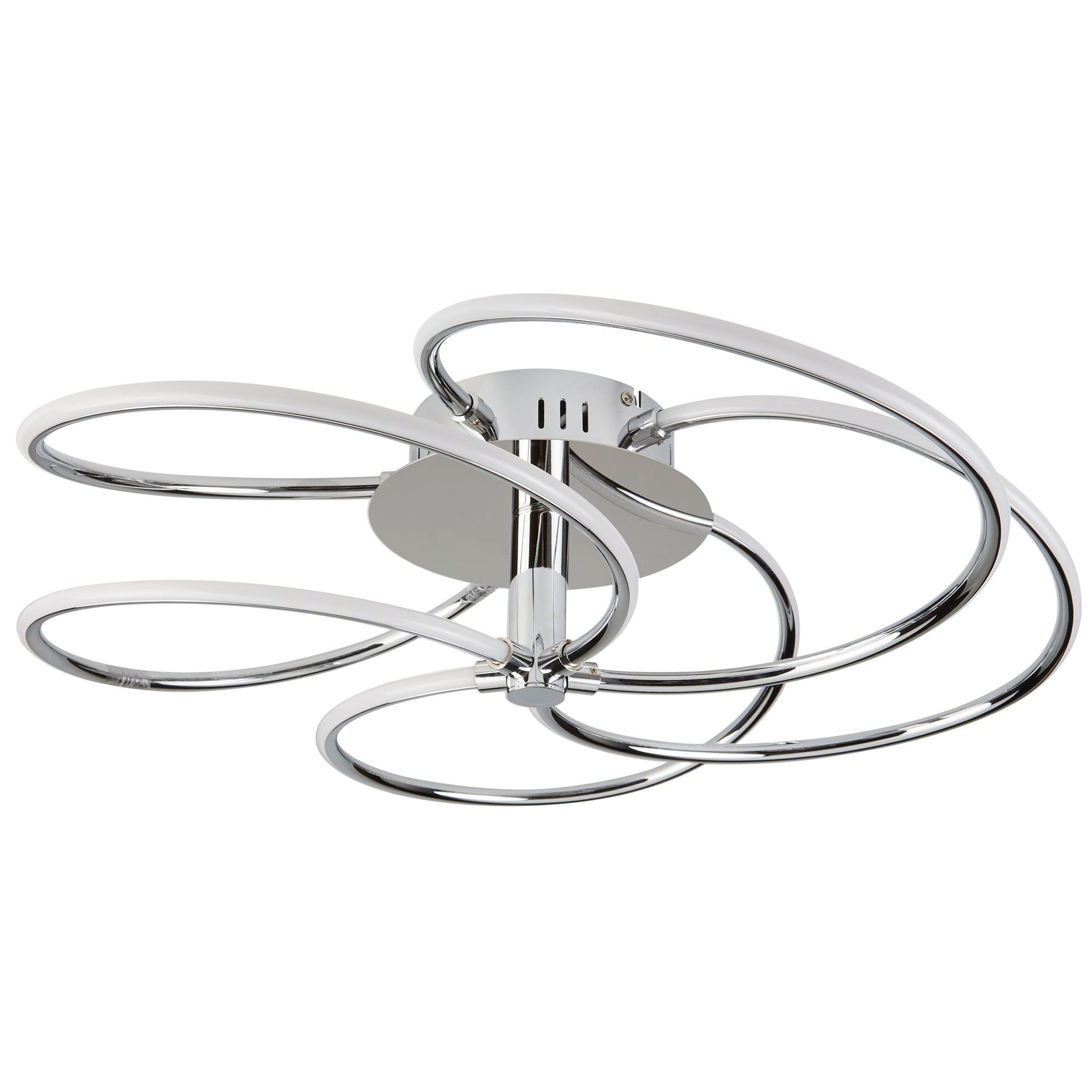 Searchlight Barclay 5 Light LED Swirl Ceiling Flush, Chrome