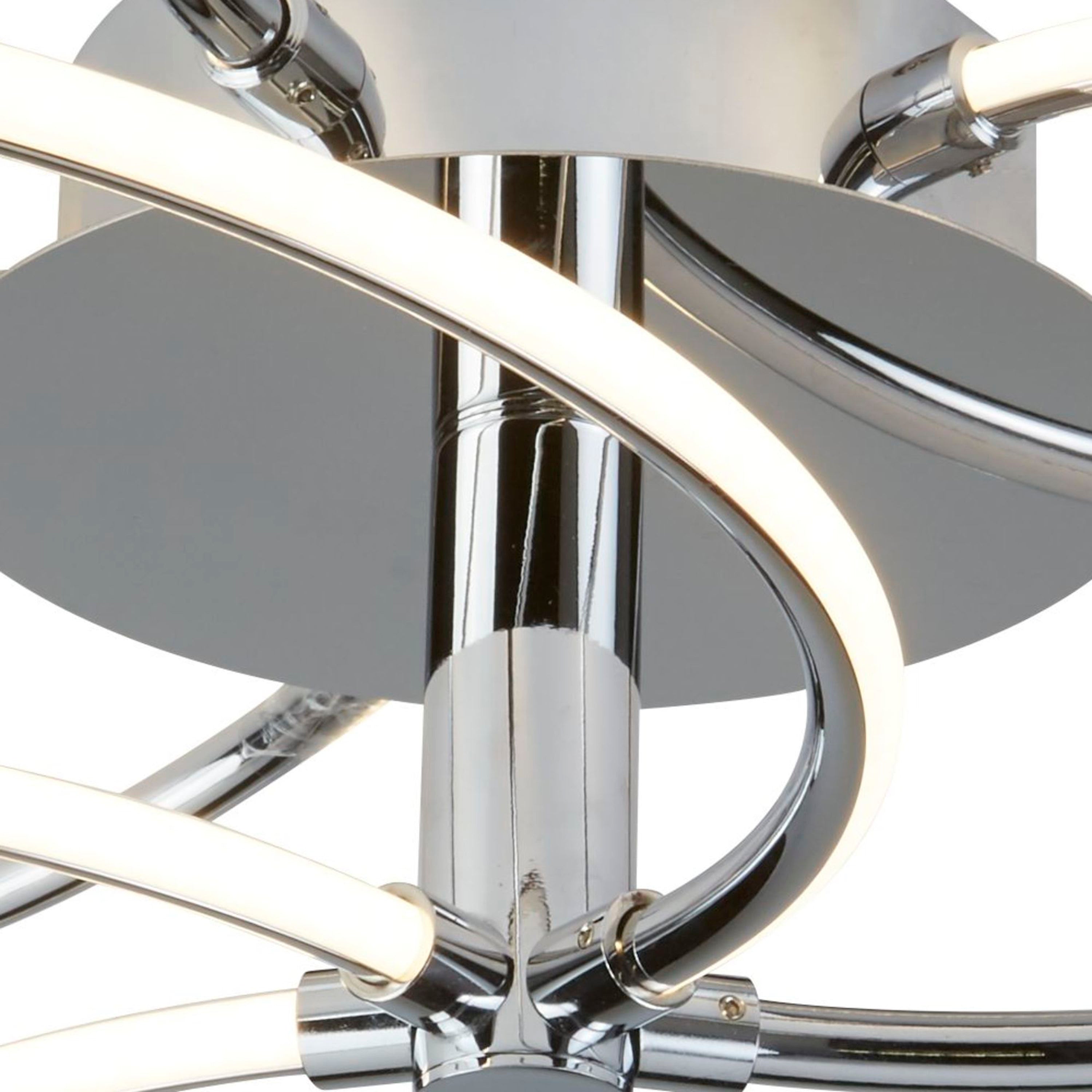 Searchlight Barclay 5 Light LED Swirl Ceiling Flush, Chrome