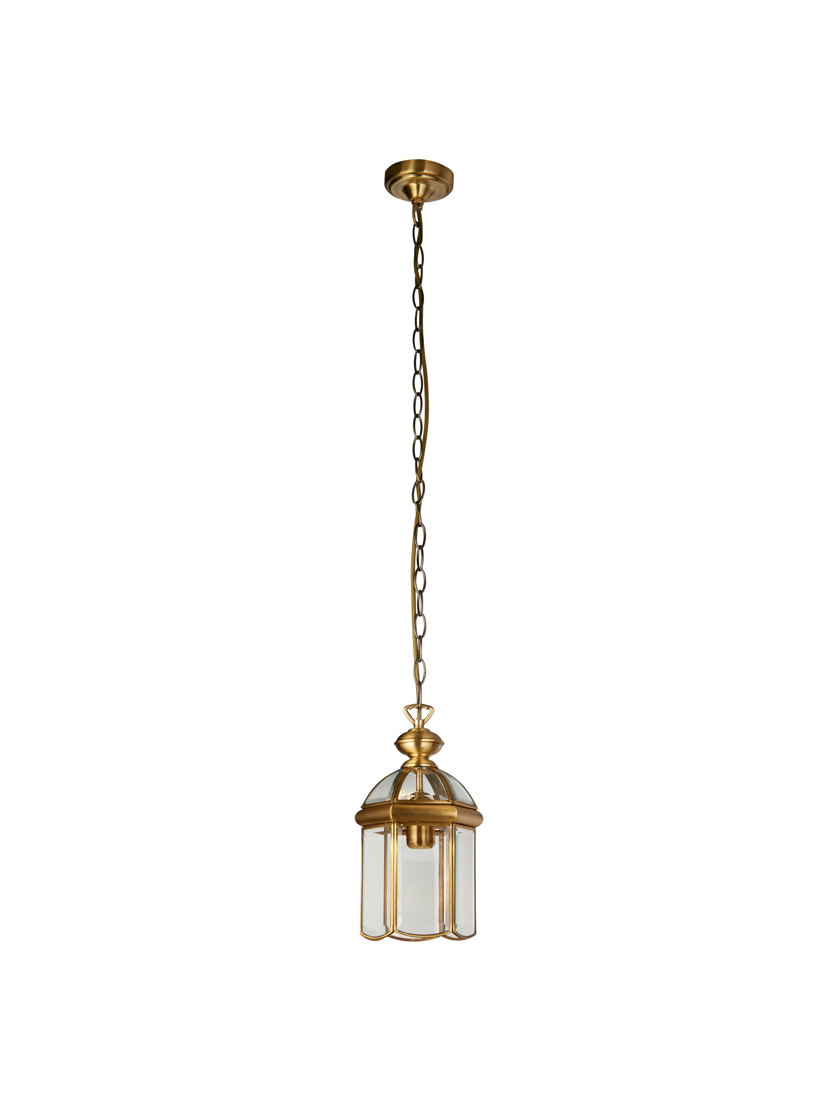 Searchlight Angela Antique Brass Domed Lantern With Bevelled Glass Panels, Adjustable