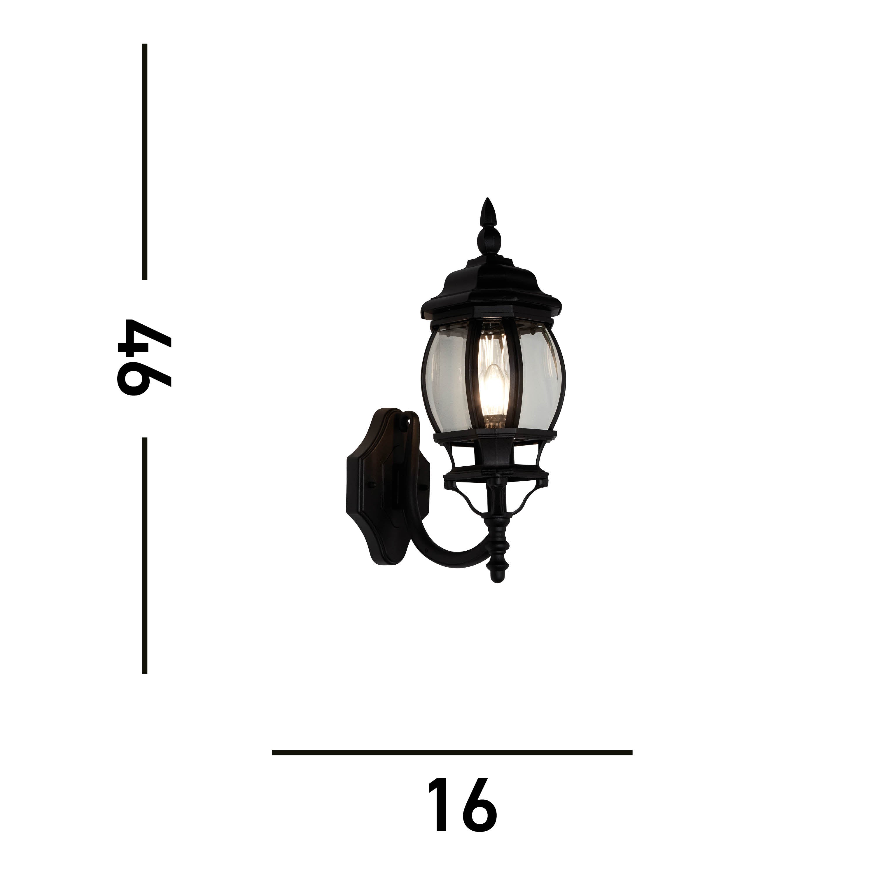 Searchlight Bartlett Outdoor Wall Light - Silk Black & Glass - IP44