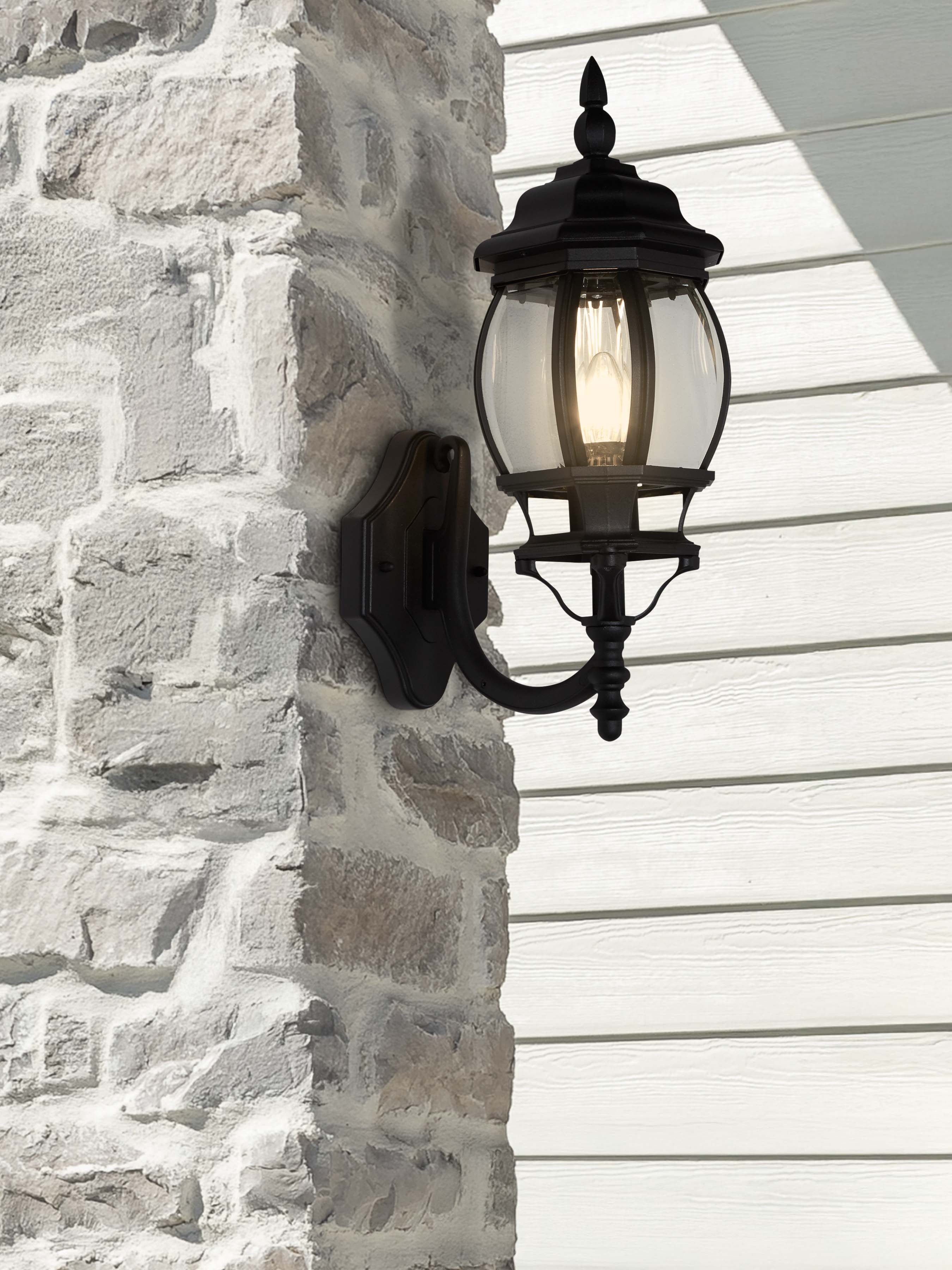 Searchlight Bartlett Outdoor Wall Light - Silk Black & Glass - IP44
