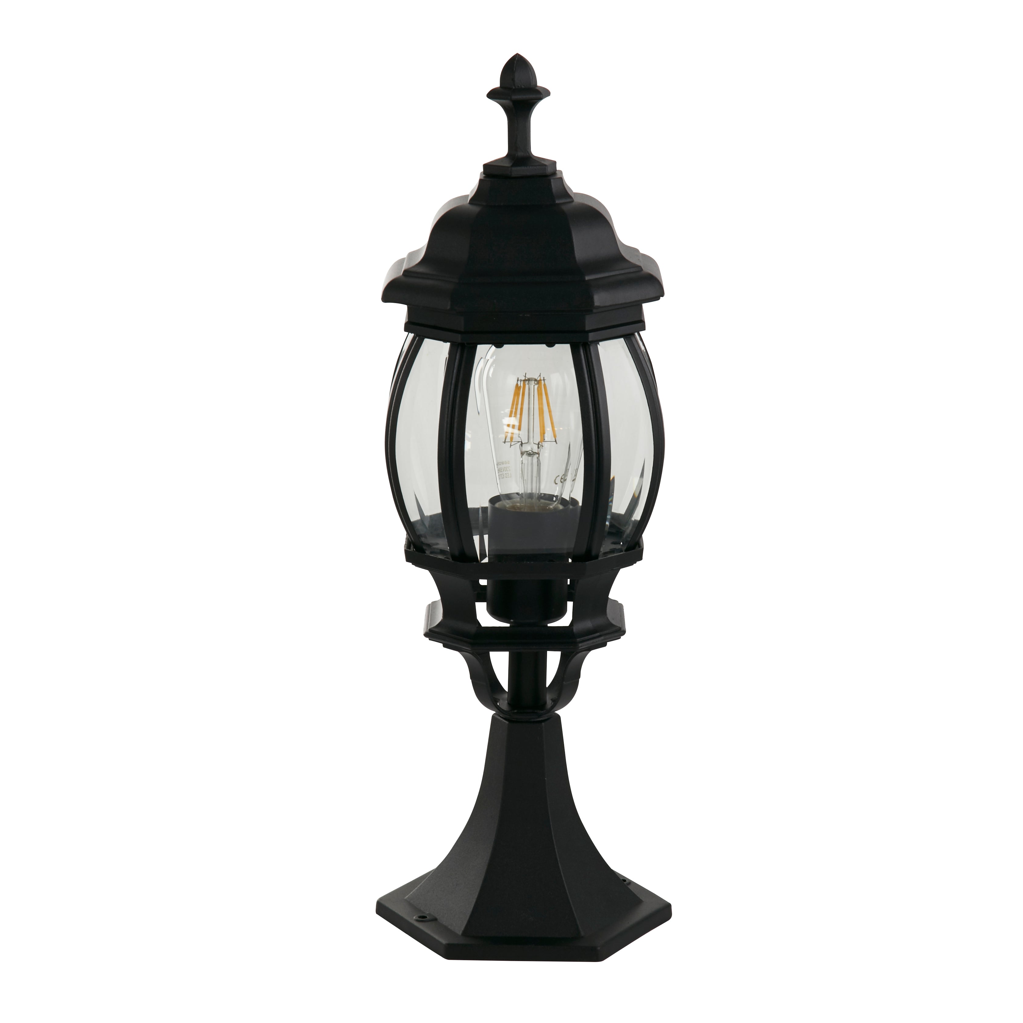 Searchlight Bartlett Outdoor Post 500mm - Black & Clear Glass