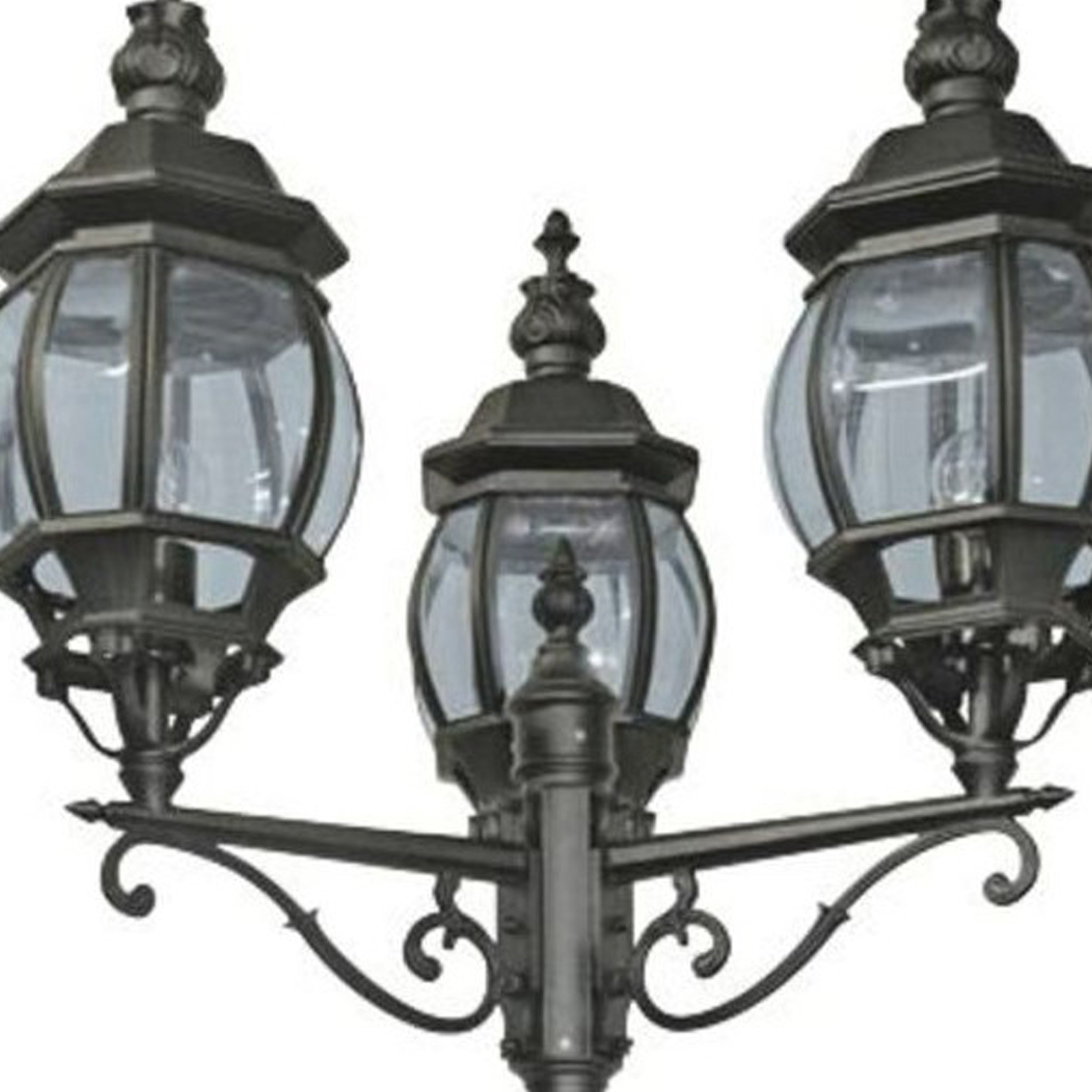 Searchlight Bartlett 220cm 3 Light Outdoor Post - Silk Black & Glass - IP23