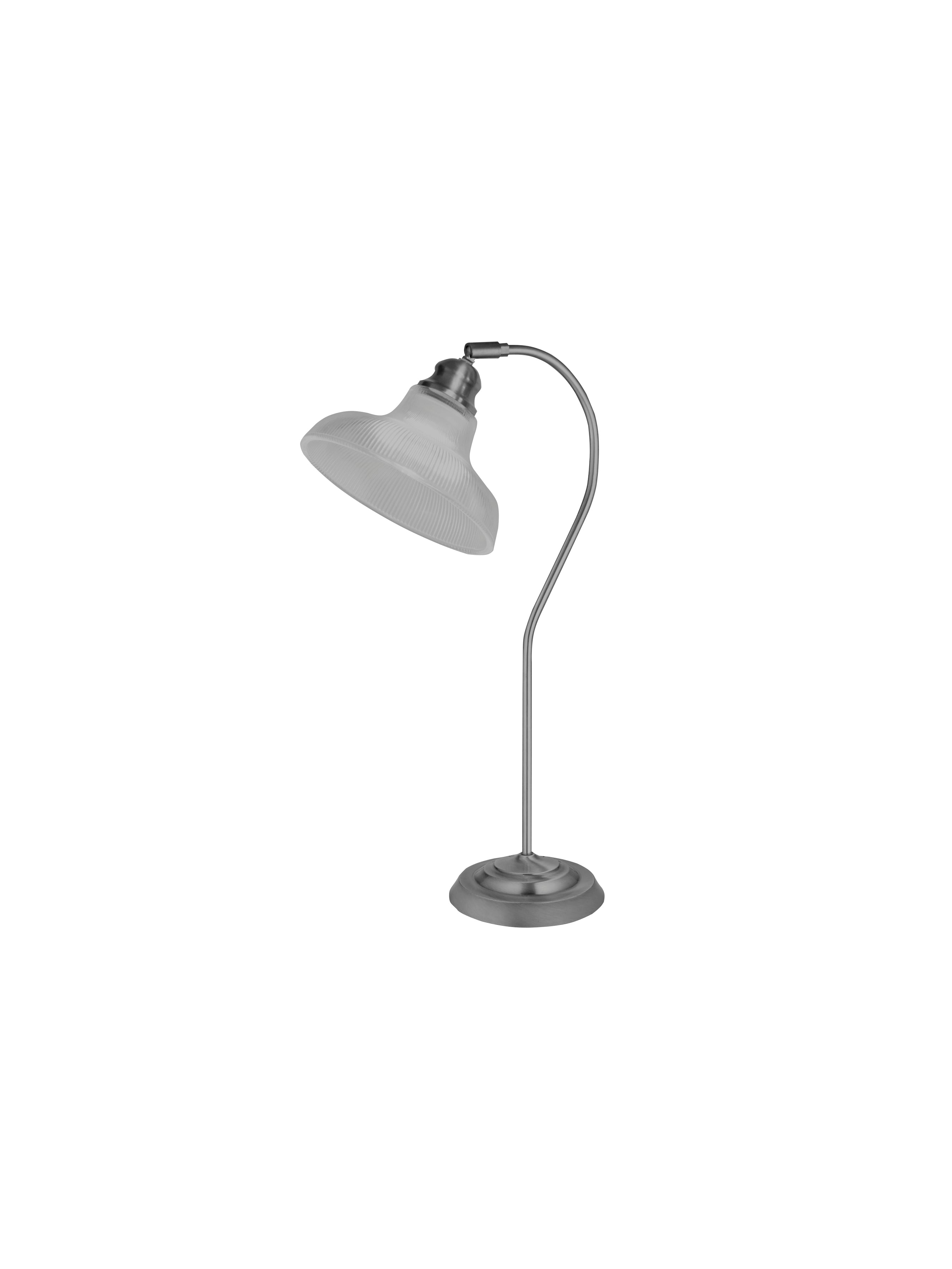 Searchlight Beech III Table Lamp - Satin Silver & Holophane Style Glass
