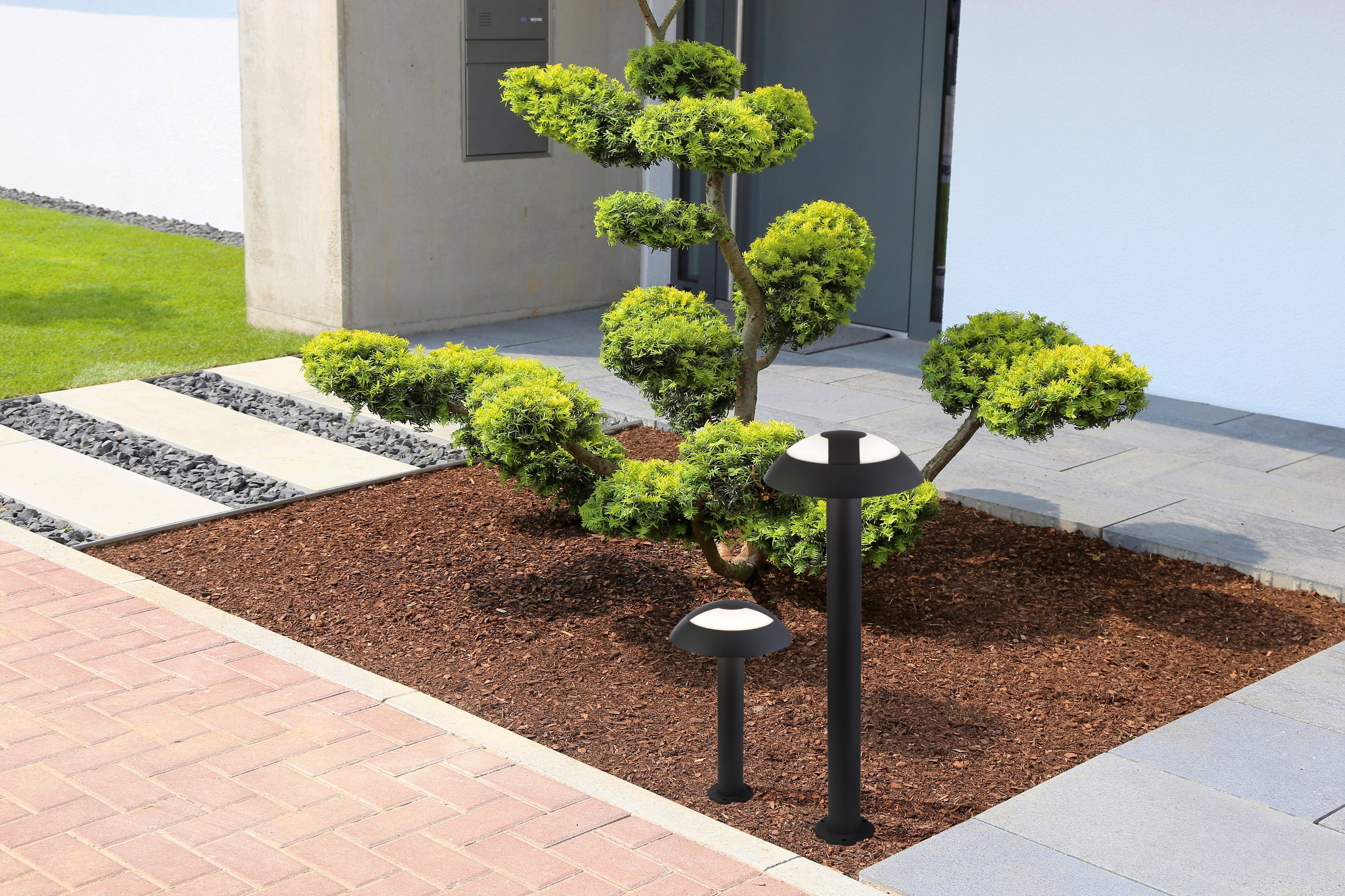 Searchlight Milford 450mm LED Outdoor Post - Dark Grey & Opal Diffuser - IP44