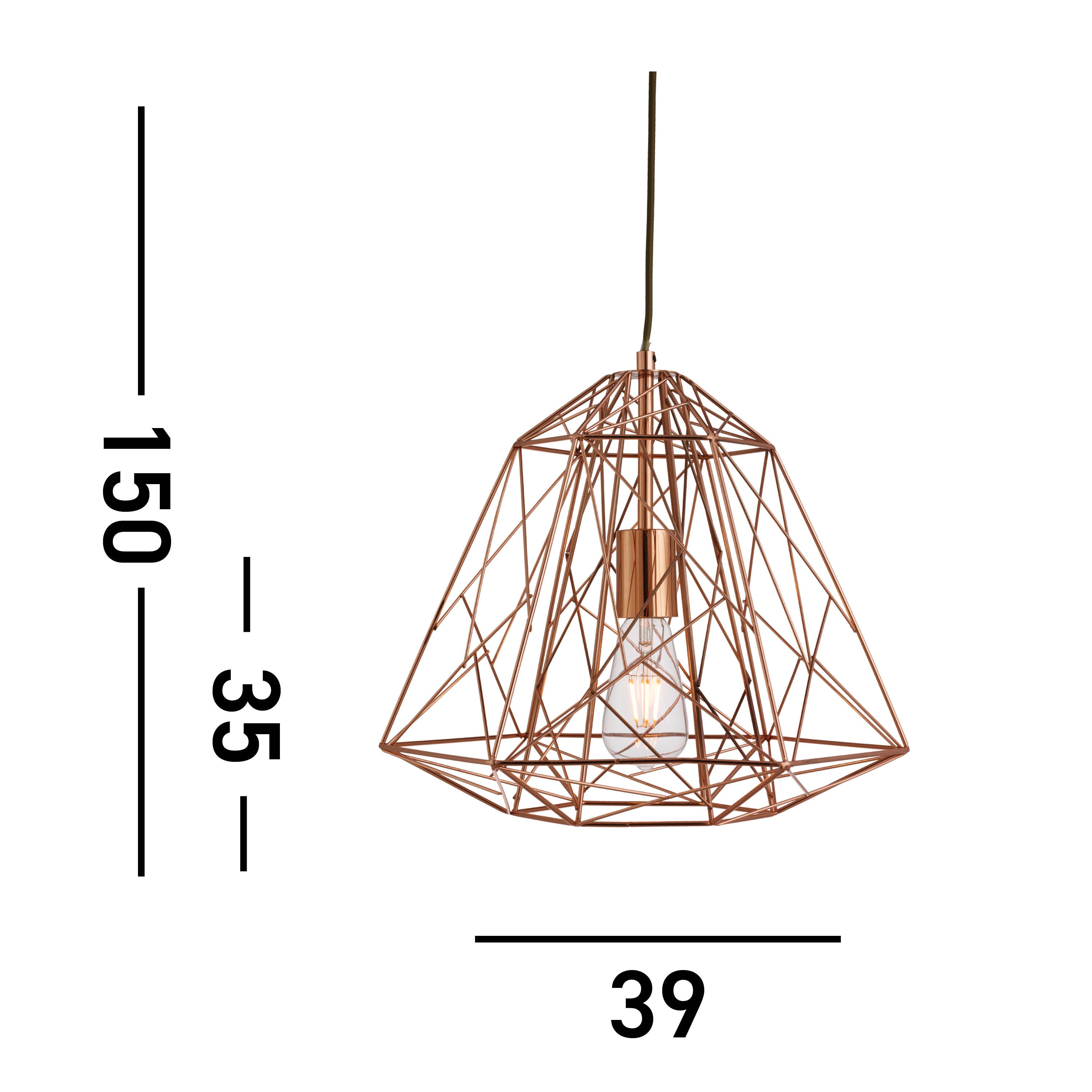 Searchlight Garrick Pendant - Shiny Copper