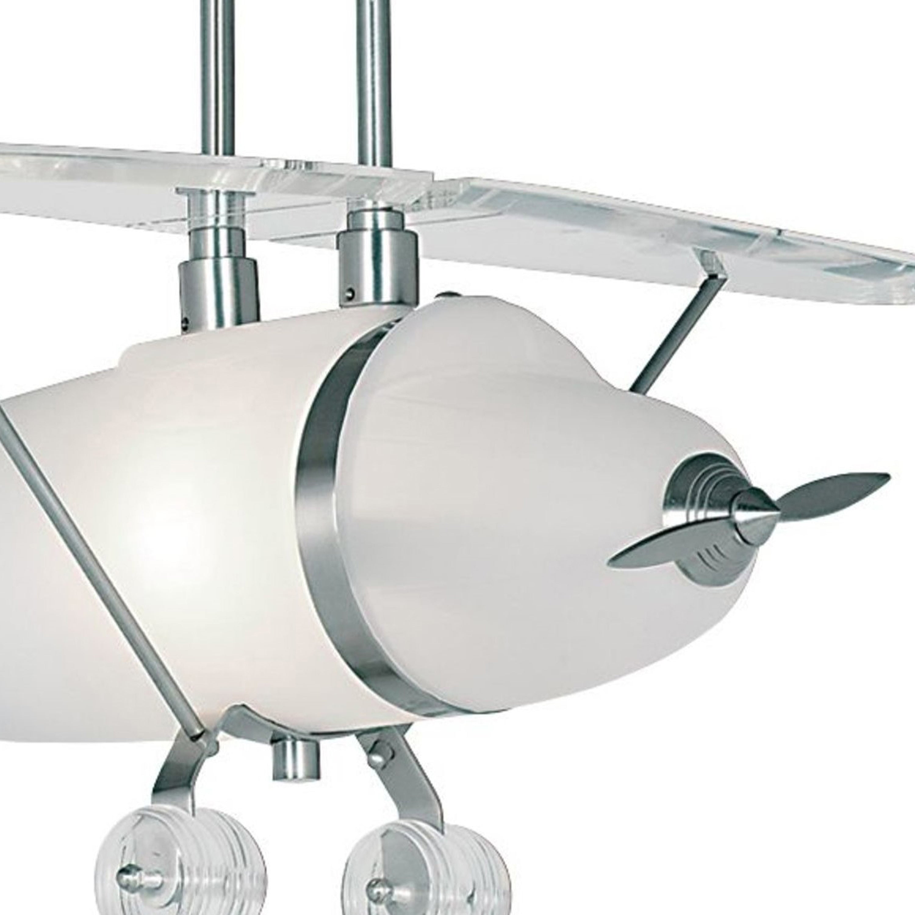 Searchlight Abbott Satin Silver Frosted Glass Airplane Light