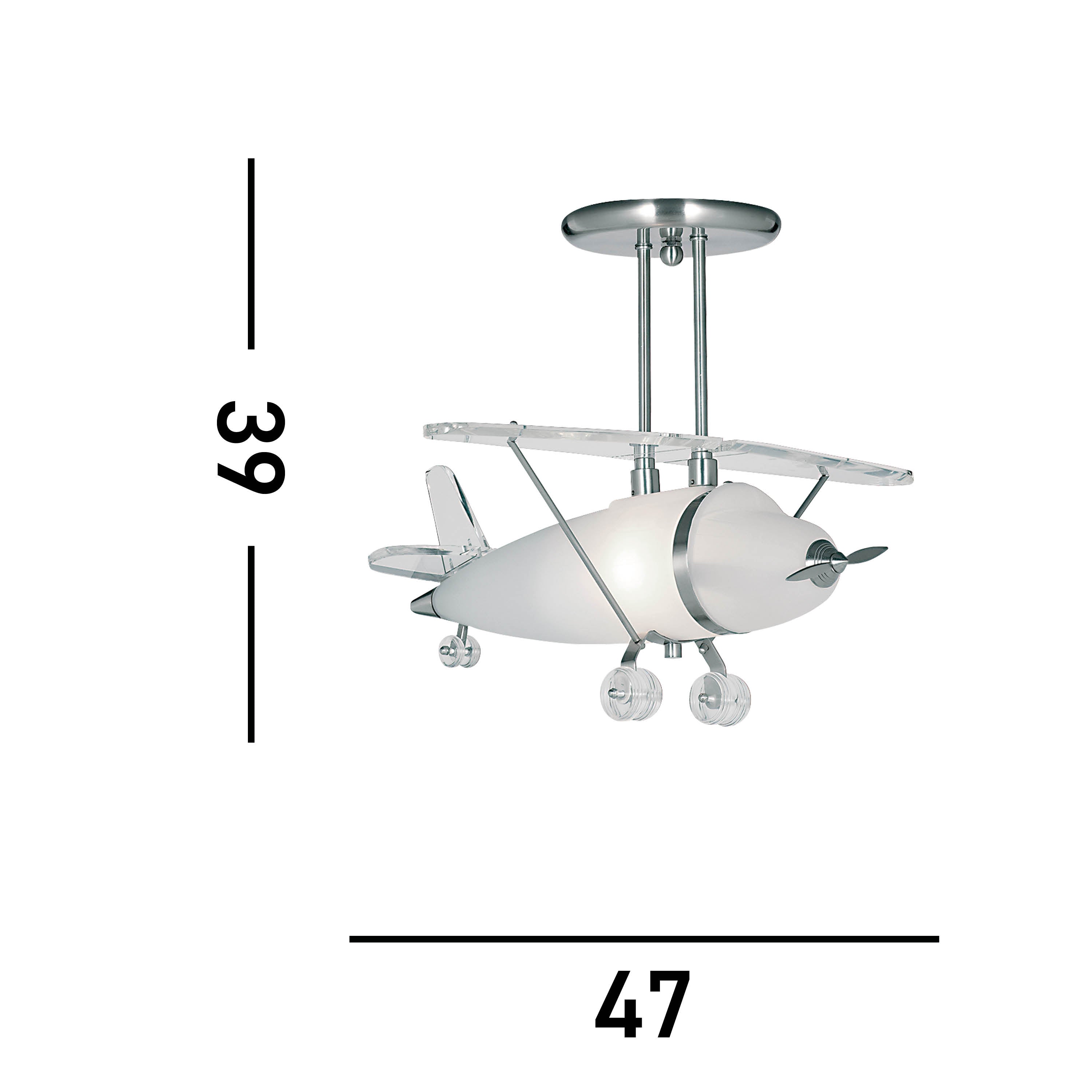 Searchlight Abbott Satin Silver Frosted Glass Airplane Light
