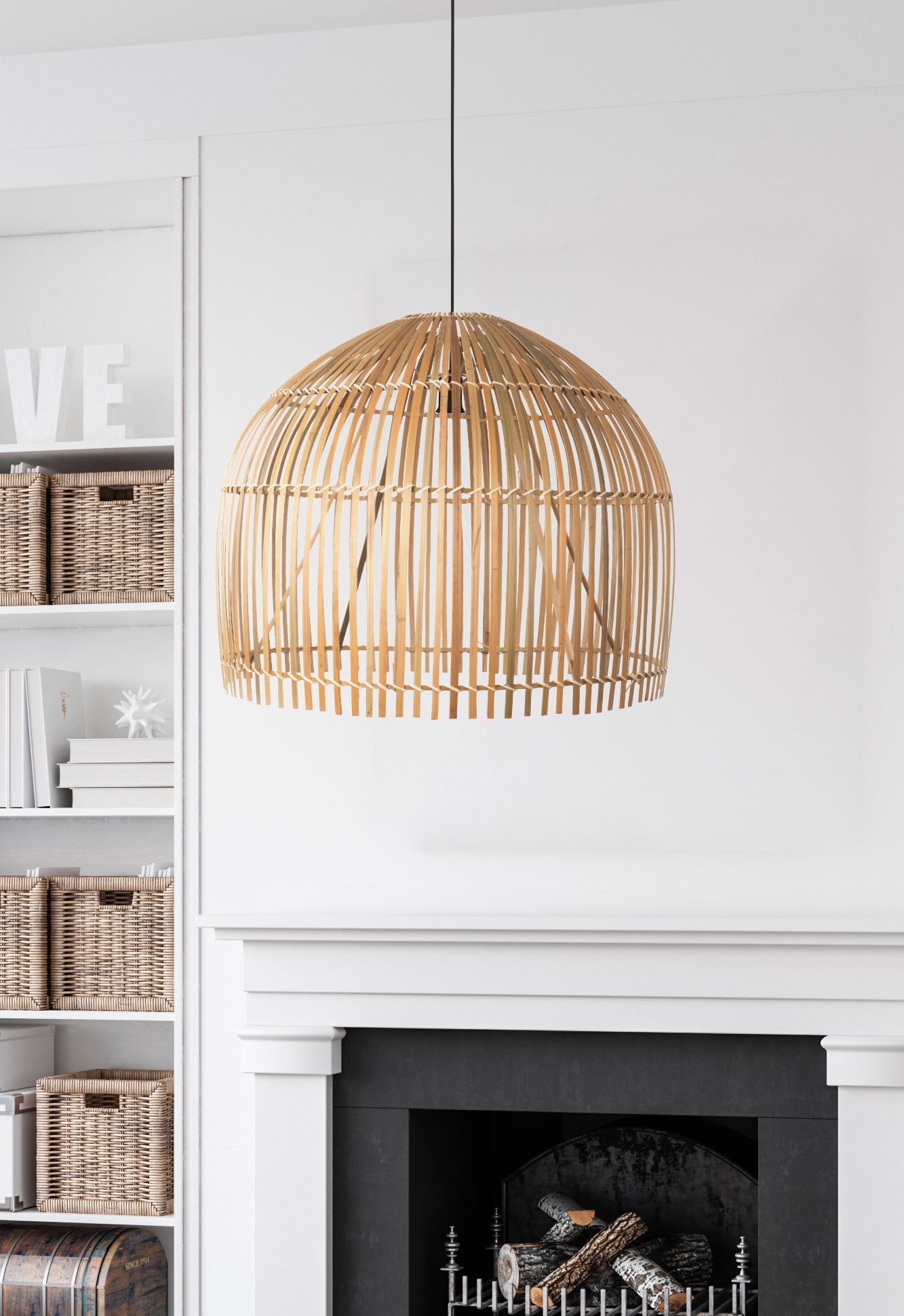 Searchlight Bailey Dome Pendant - Bamboo