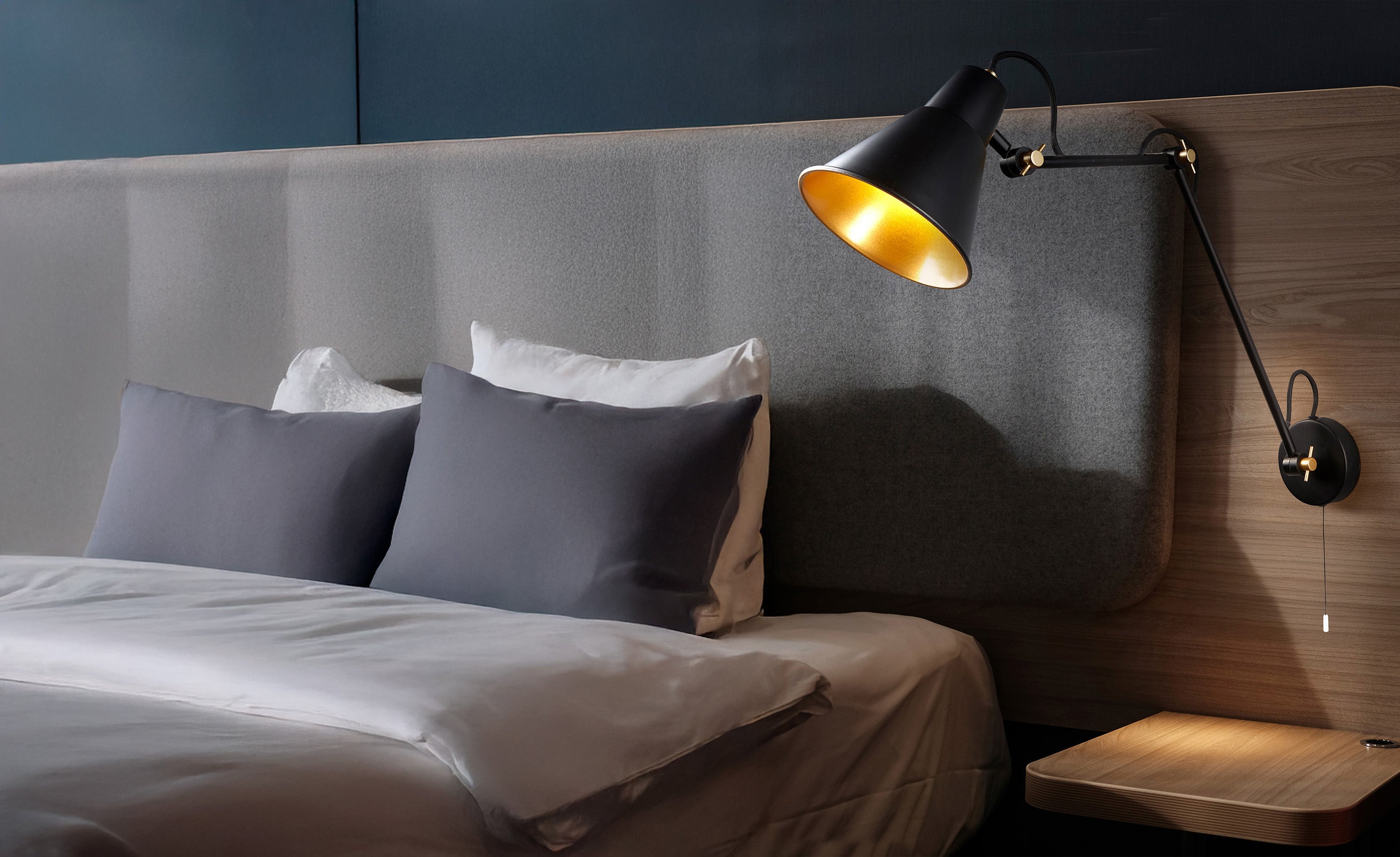 Searchlight Single Adjustable Wall Bracket, Matt Black, Gold