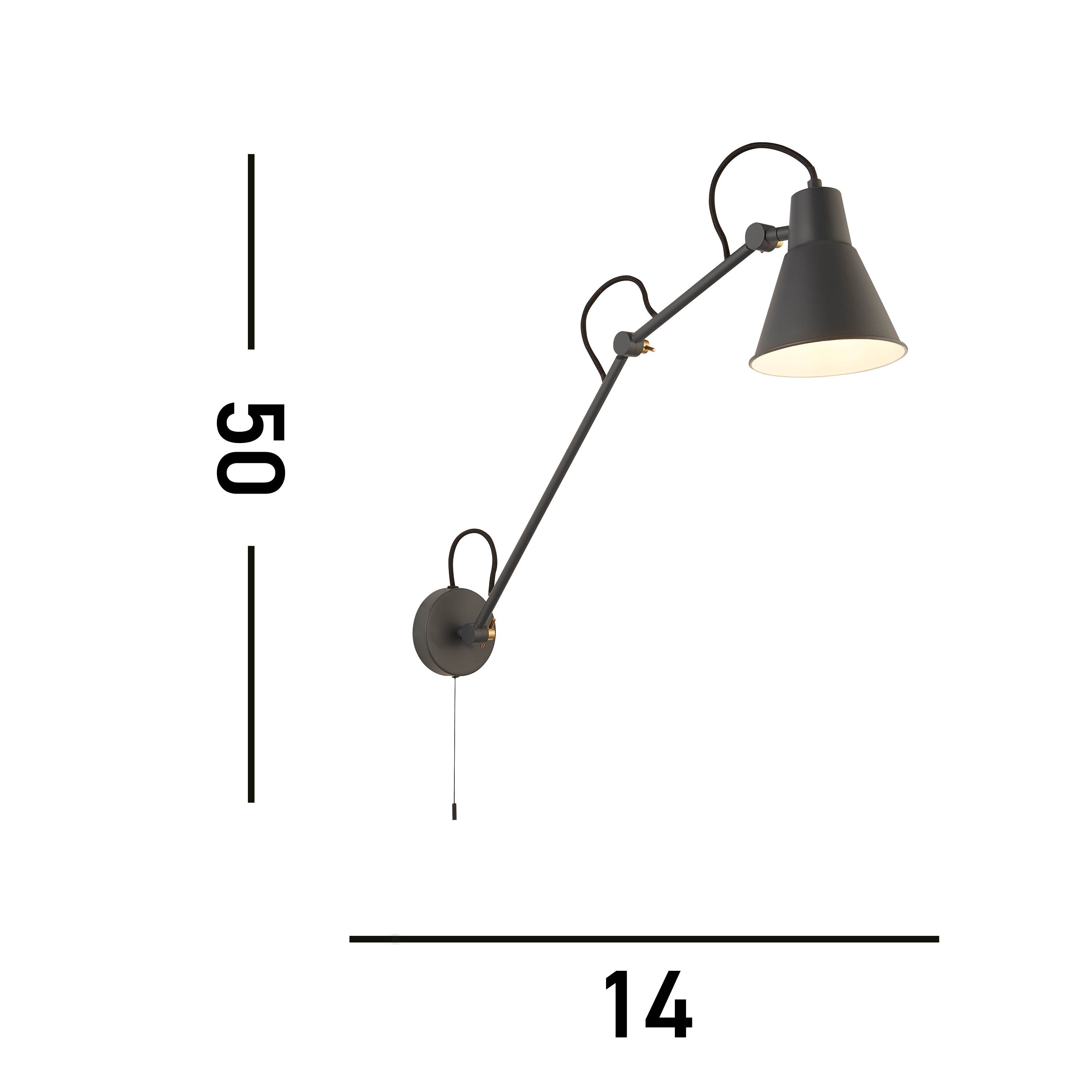 Searchlight Swing Arm Wall Light - Grey