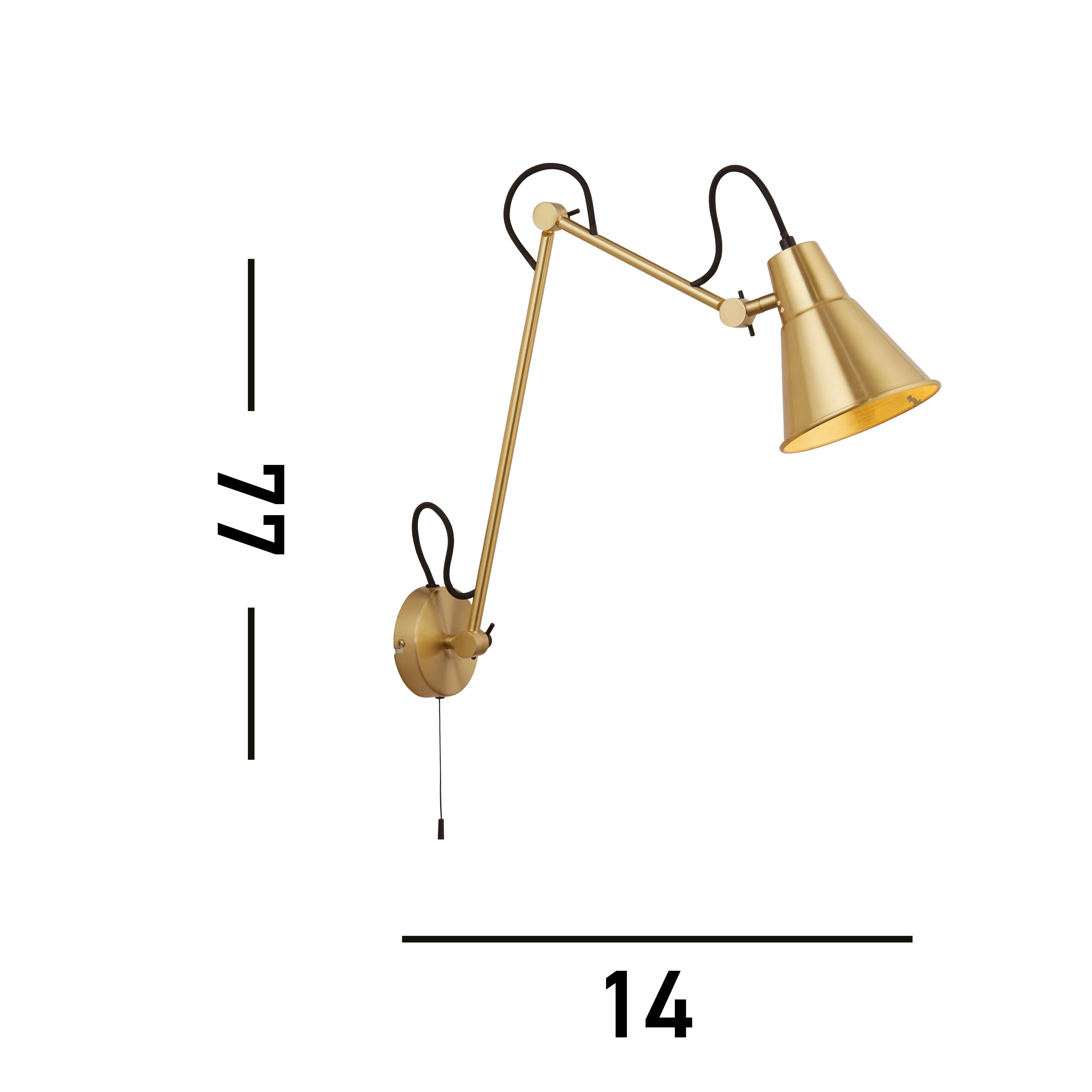 Searchlight Swing Arm Wall Light - Brass