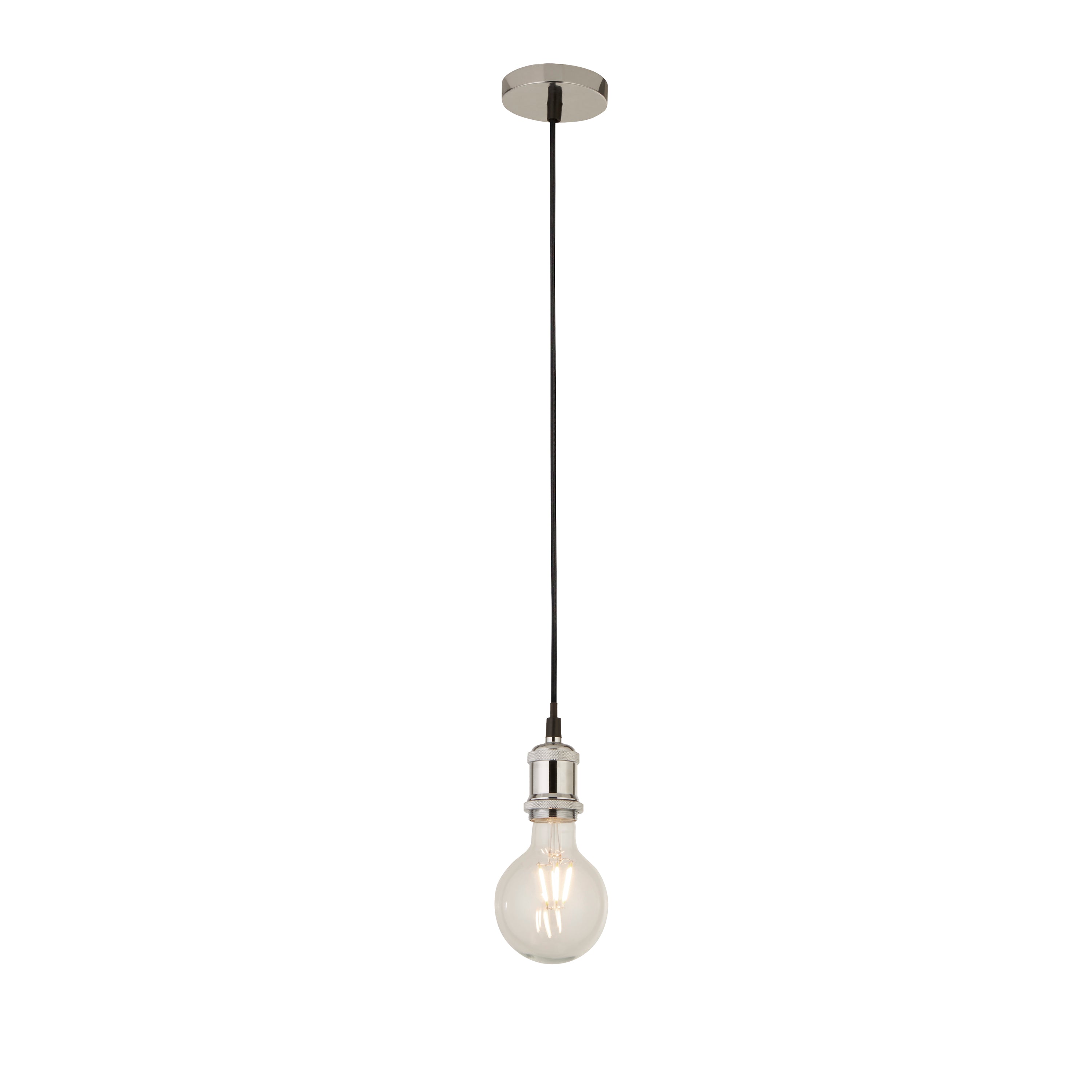 Searchlight Talbot 1 Light Textile Cable Suspension - Chrome & Black