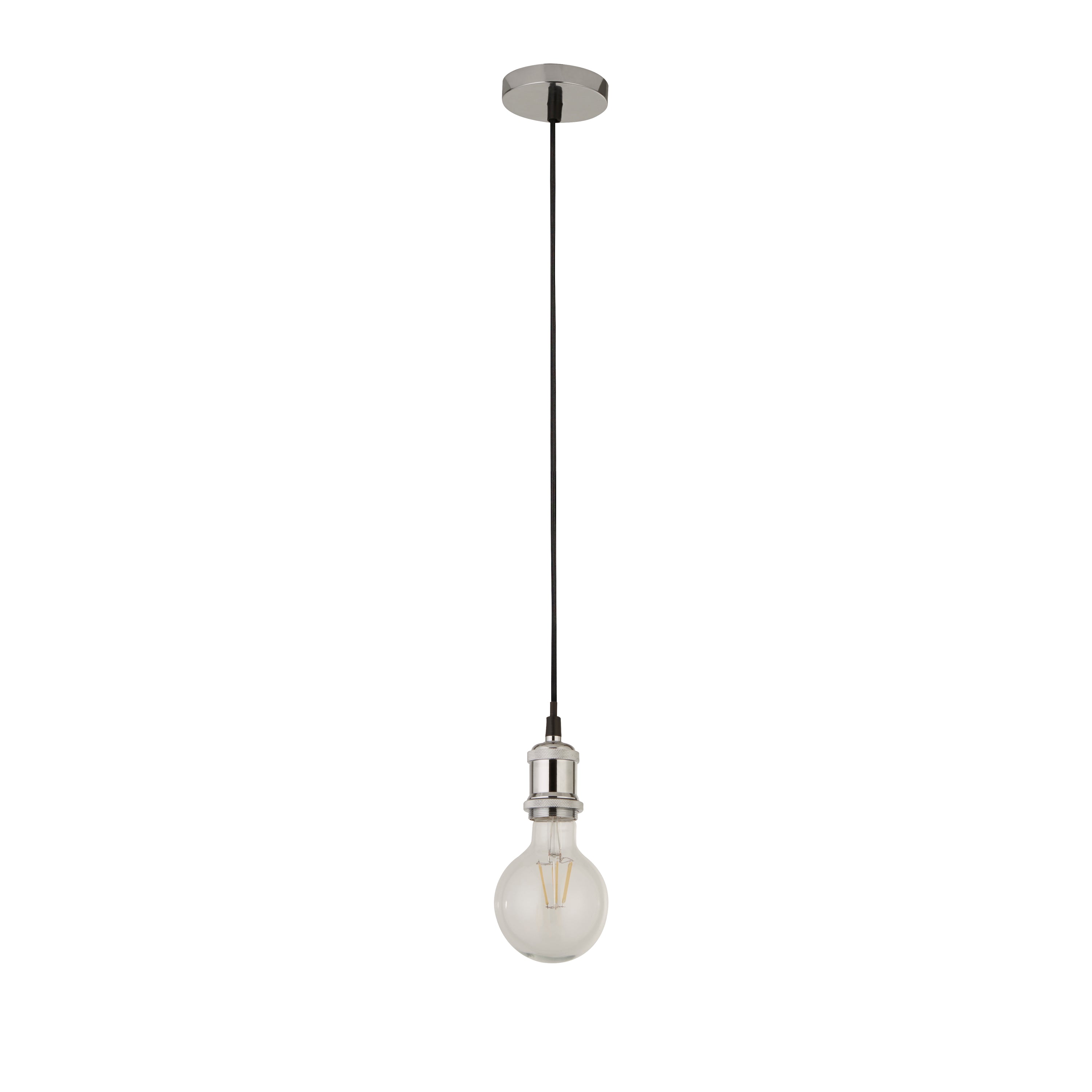 Searchlight Talbot 1 Light Textile Cable Suspension - Chrome & Black