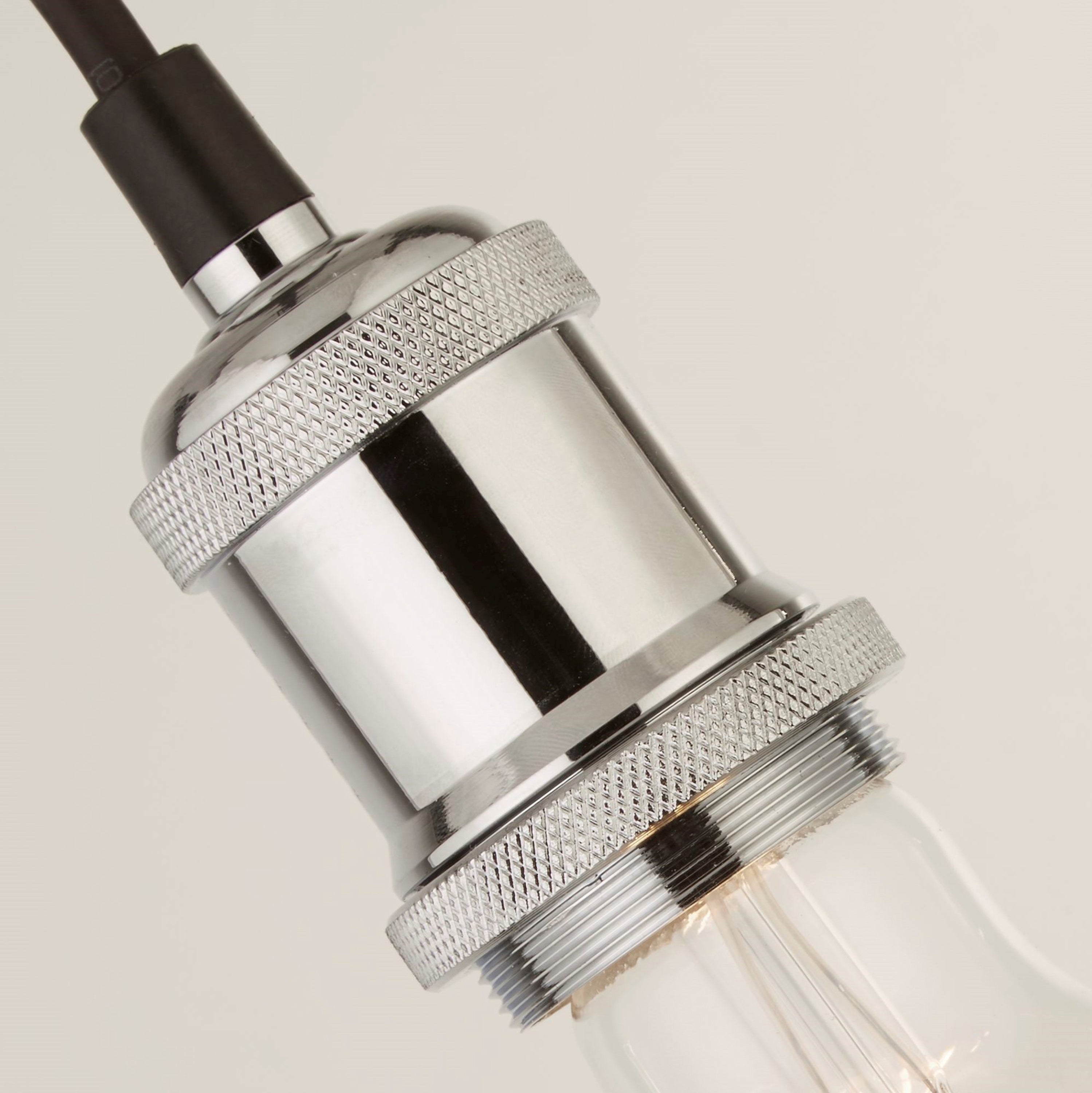 Searchlight Talbot 1 Light Textile Cable Suspension - Chrome & Black