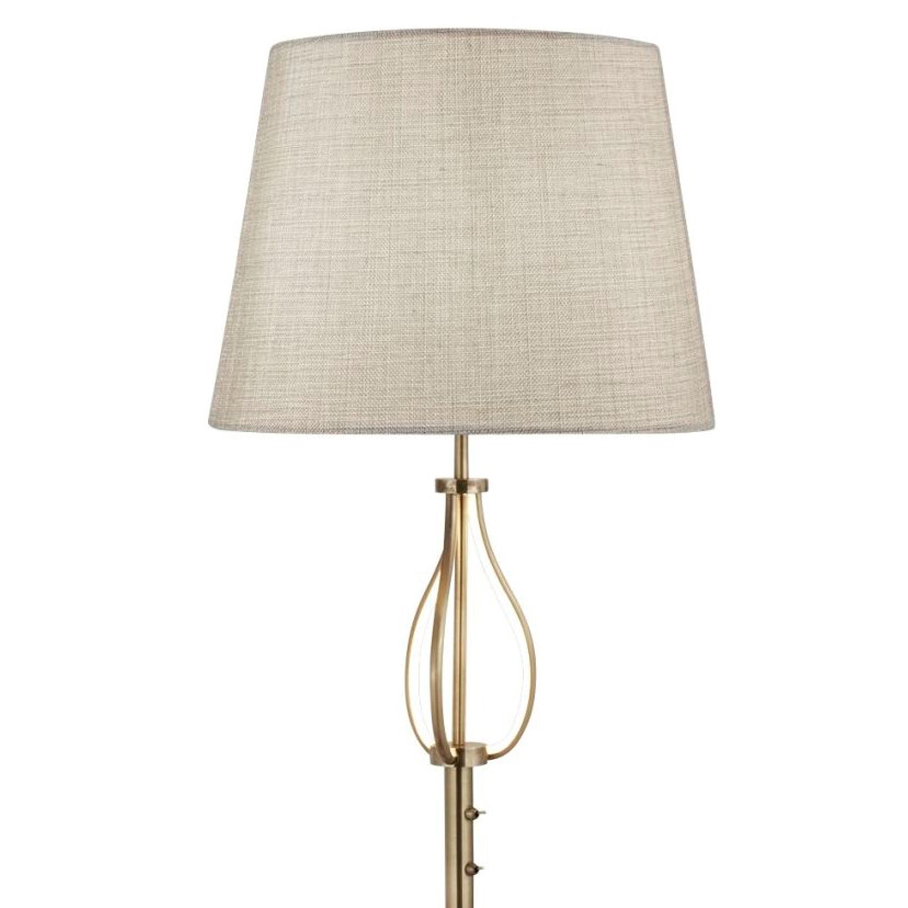 Searchlight Vauxhall Floor Light - Antique Brass & Cream Hessian Shade