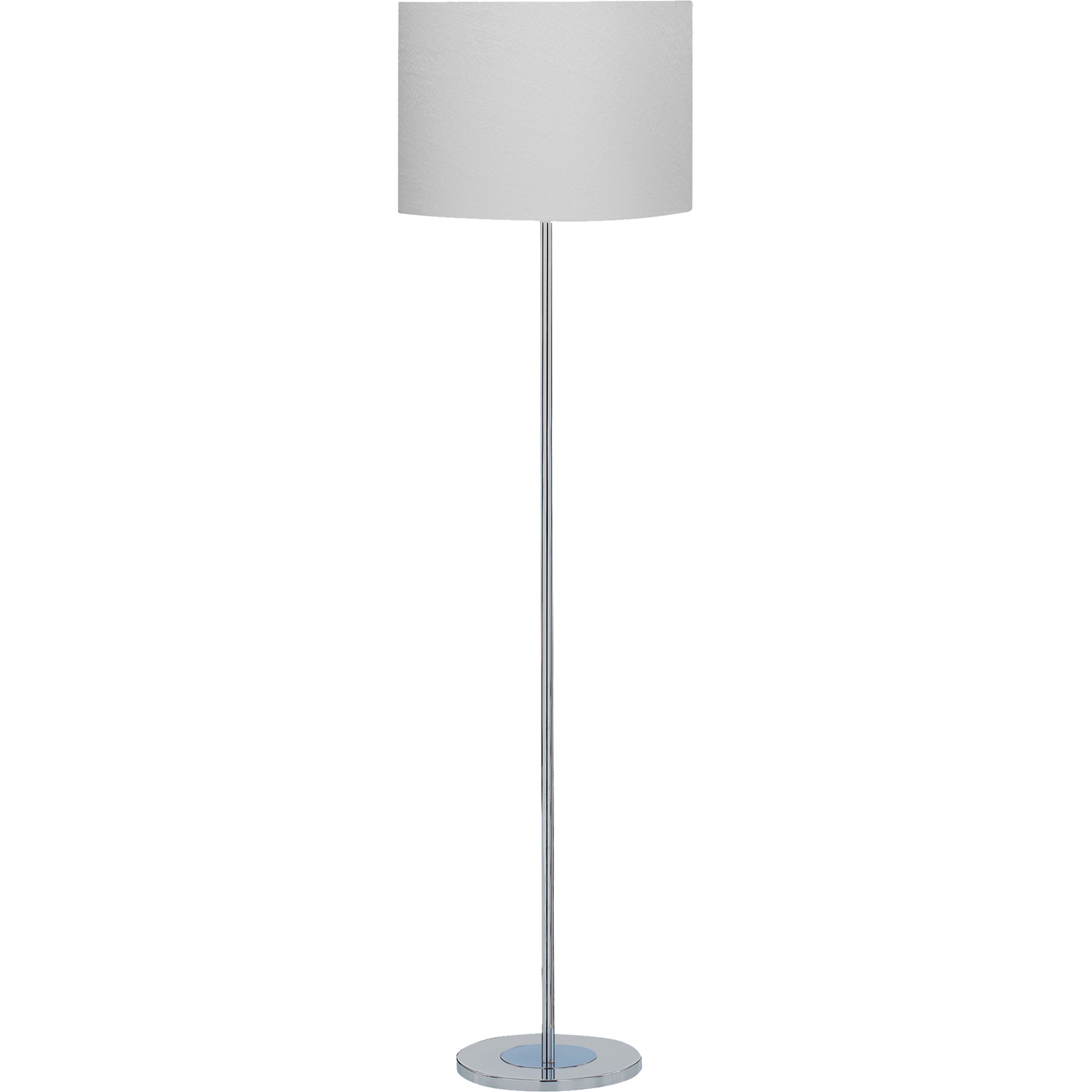 Searchlight Calder Floor Lamp - Chrome Round Base Ivory Drum Shade