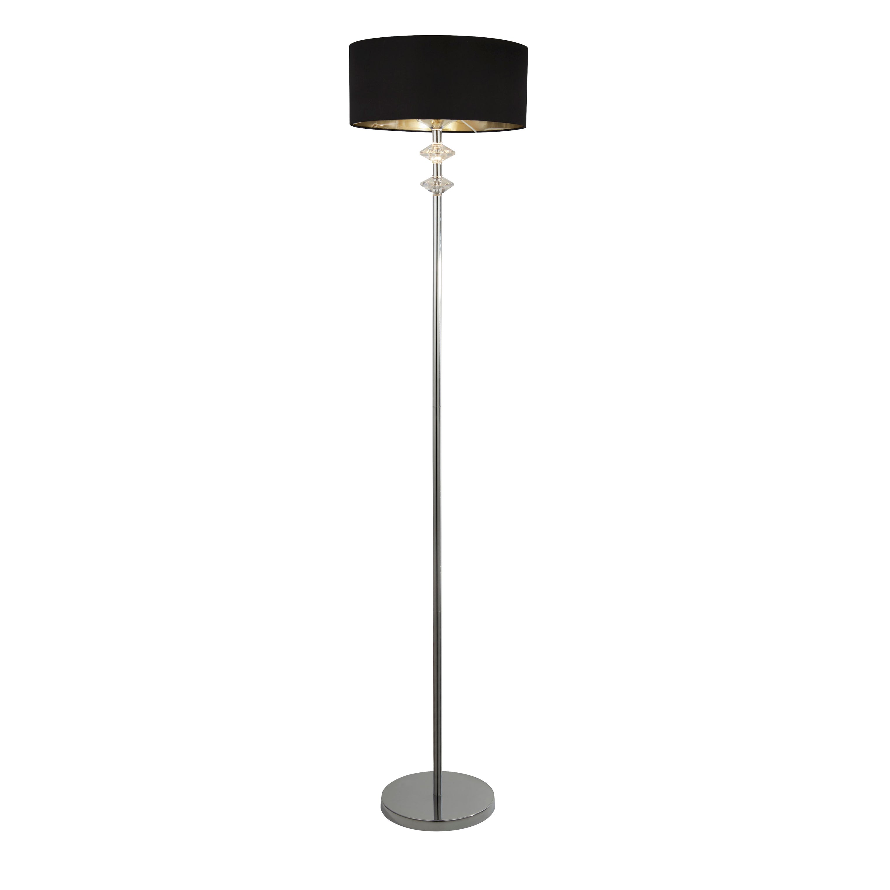Searchlight Needham Floor Lamp - Black & Chrome