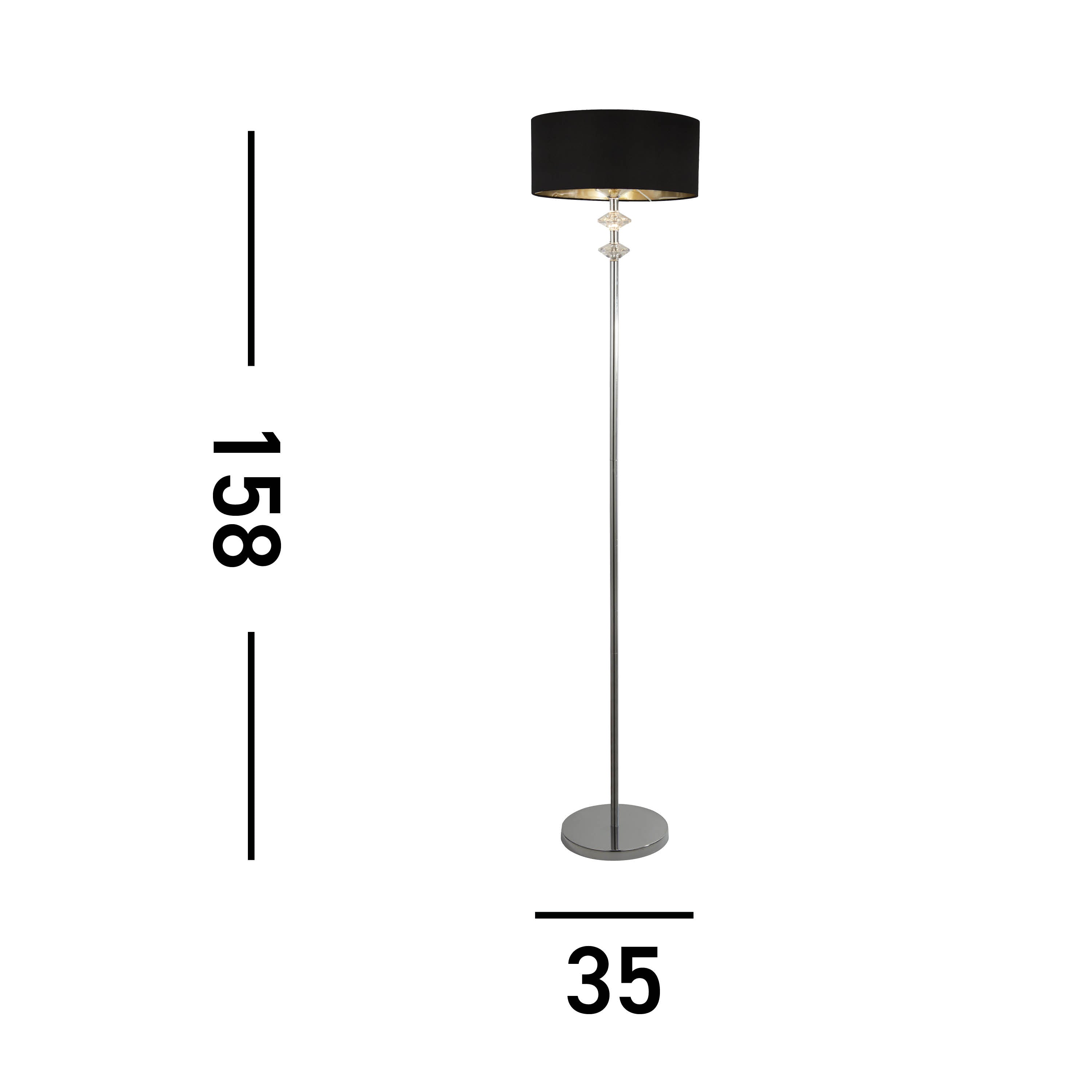 Searchlight Needham Floor Lamp - Black & Chrome