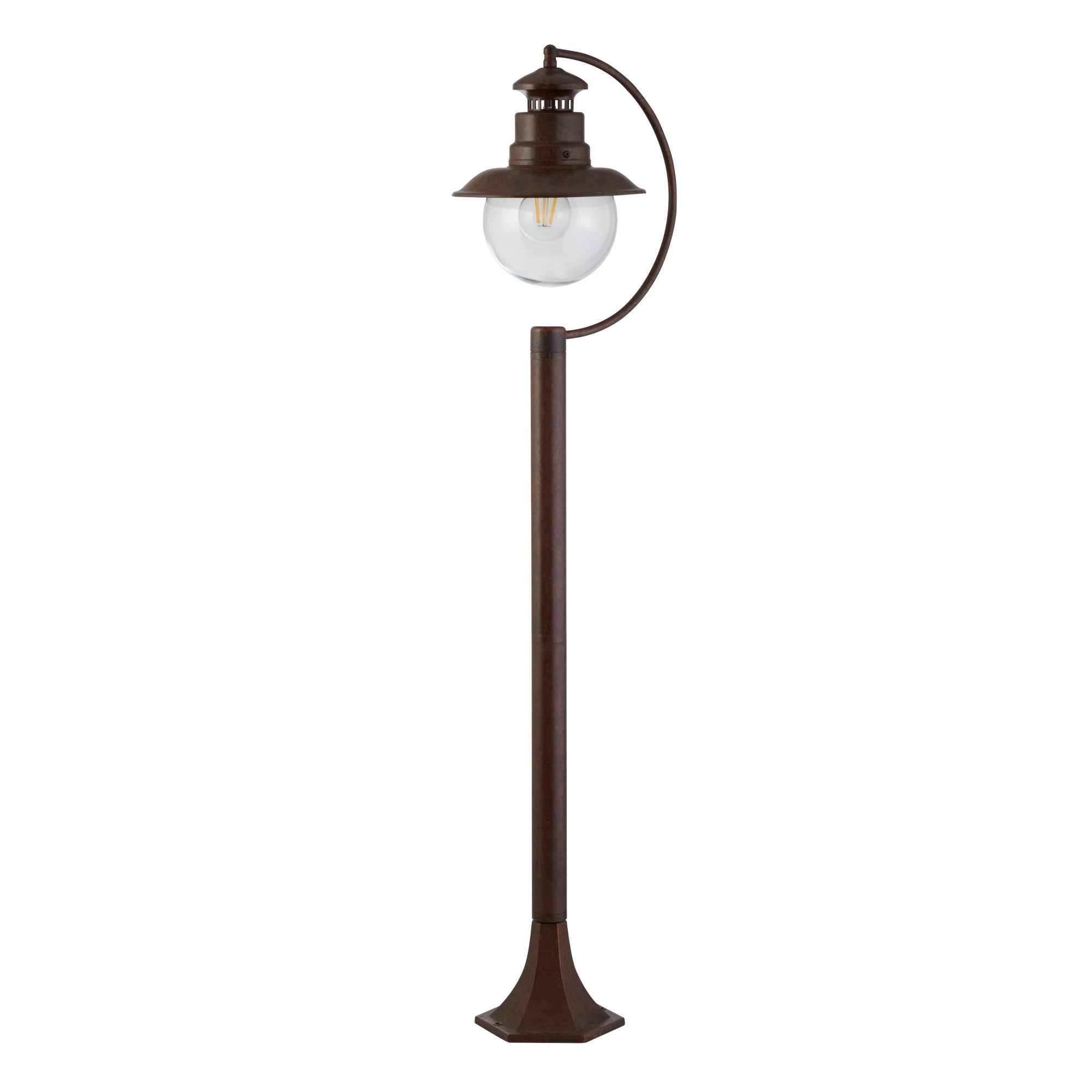 Searchlight Southview 1100mm Outdoor Garden Post - Rustic Brown & Glass - IP44