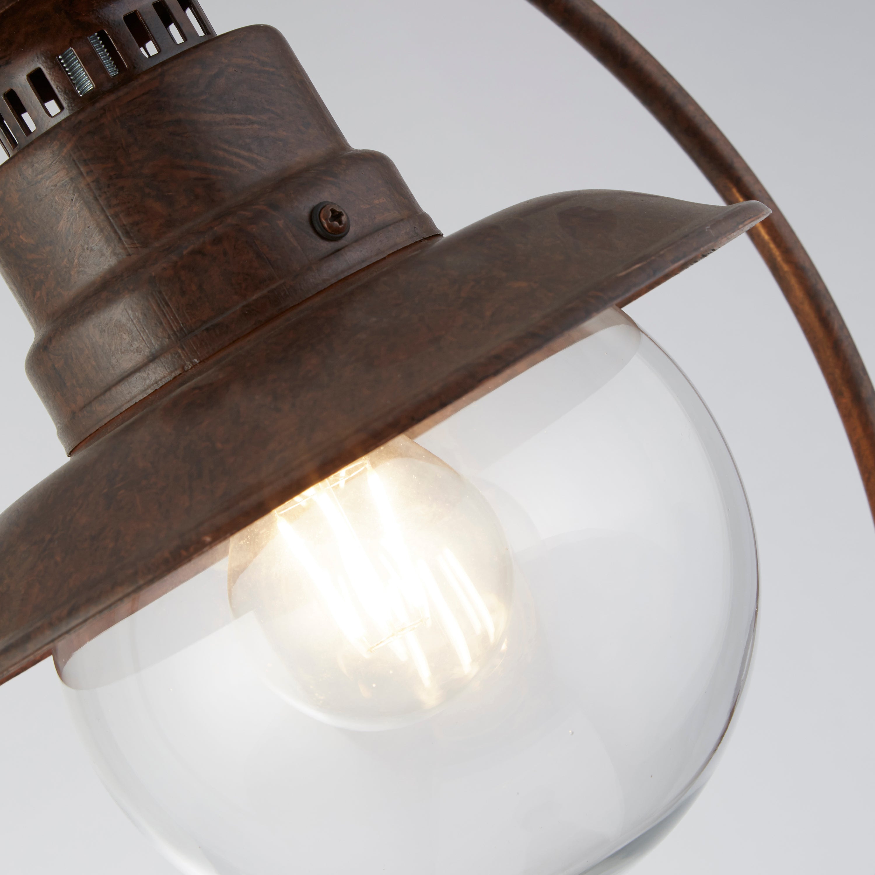 Searchlight Southview 1100mm Outdoor Garden Post - Rustic Brown & Glass - IP44