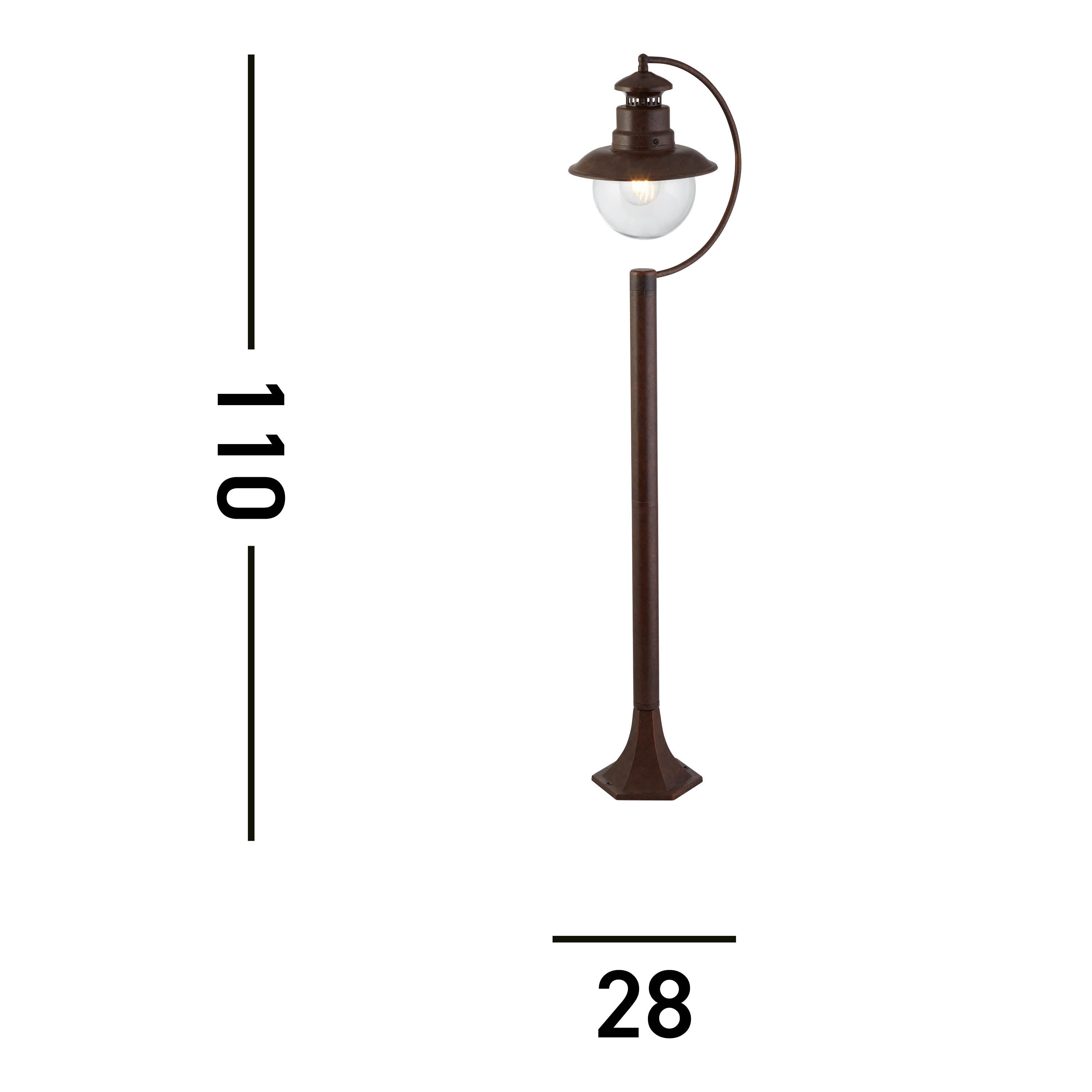 Searchlight Southview 1100mm Outdoor Garden Post - Rustic Brown & Glass - IP44