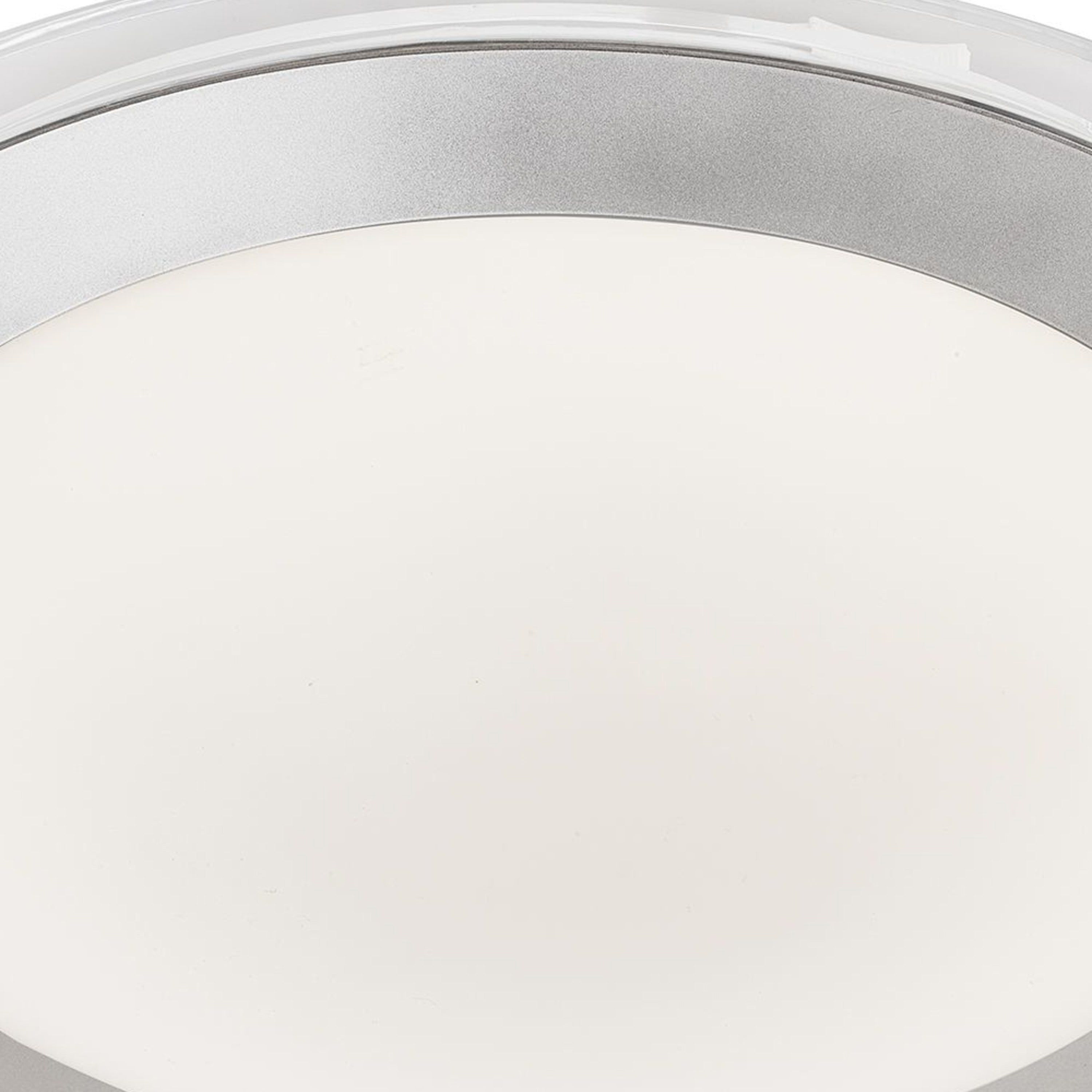 Searchlight Silver LED IP44 Flush Light With White Acrylic Shade