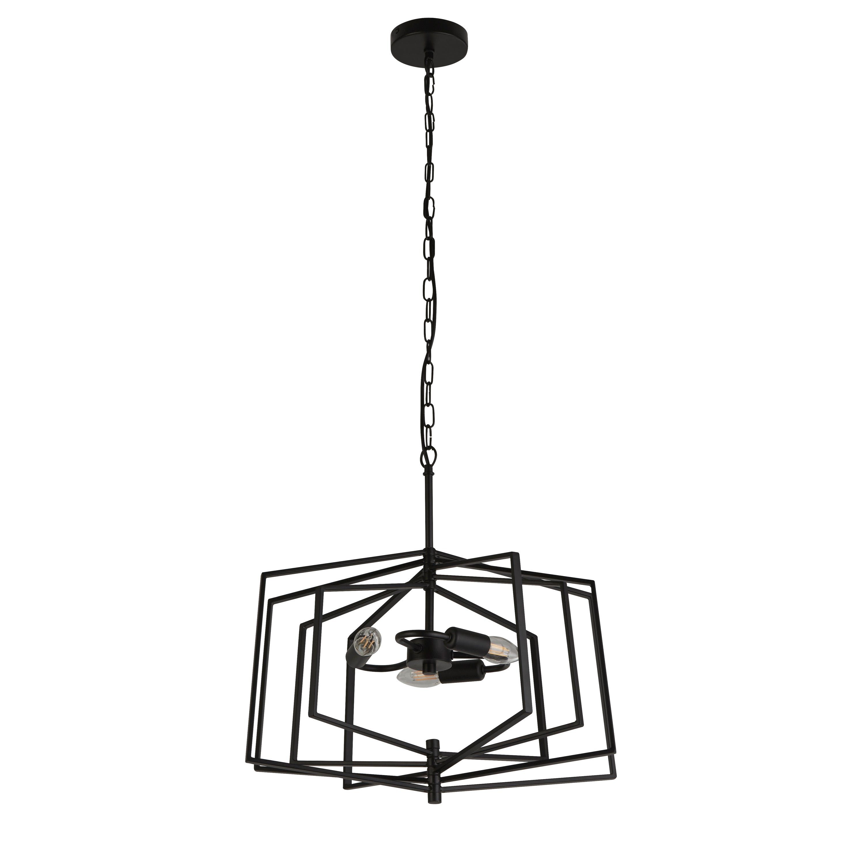 Searchlight Simpson 3 Light Large Ceiling Pendant - Matt Black