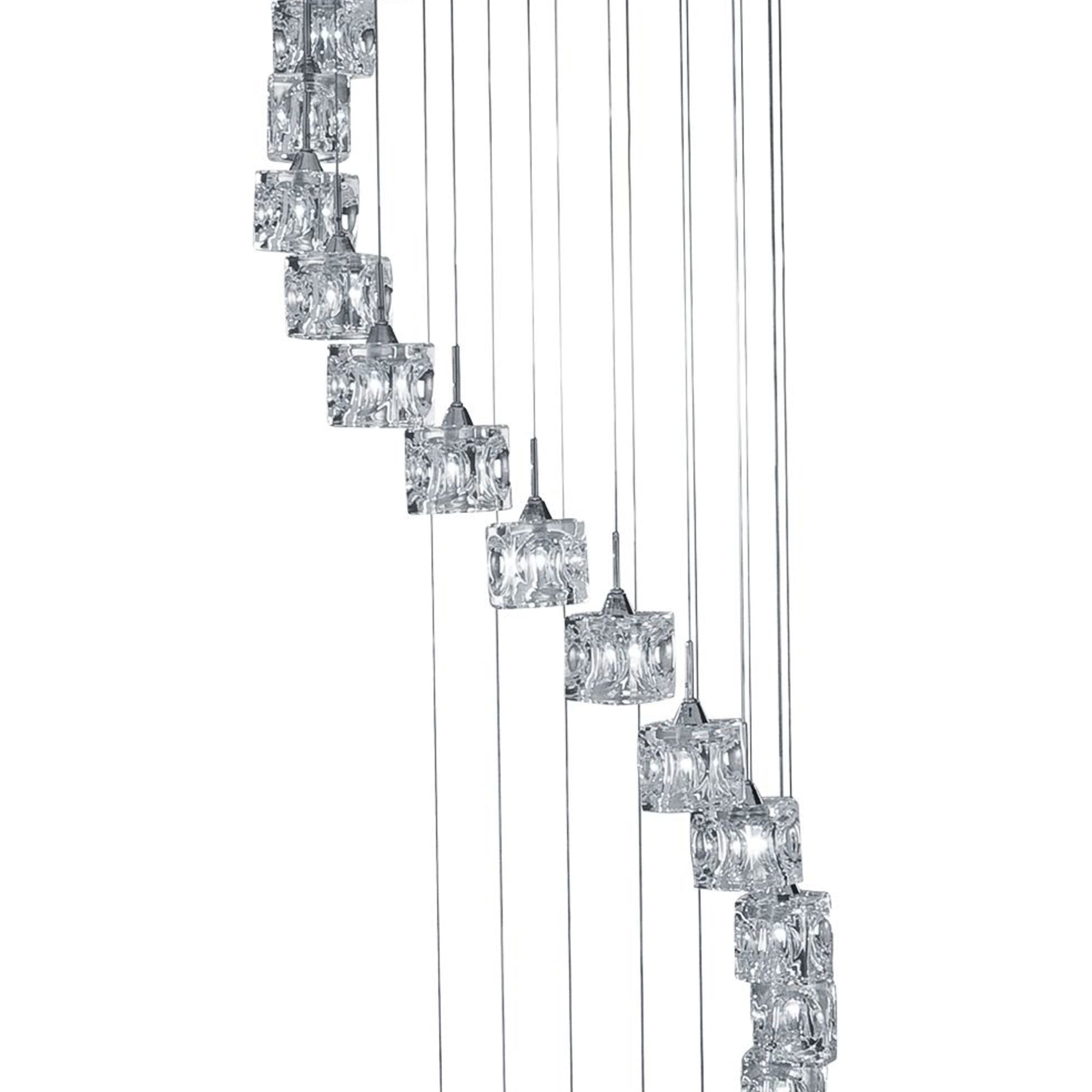 Searchlight Imrie LED - 20 Light Multi - Drop (Height 3M), Clear Glass, Chrome