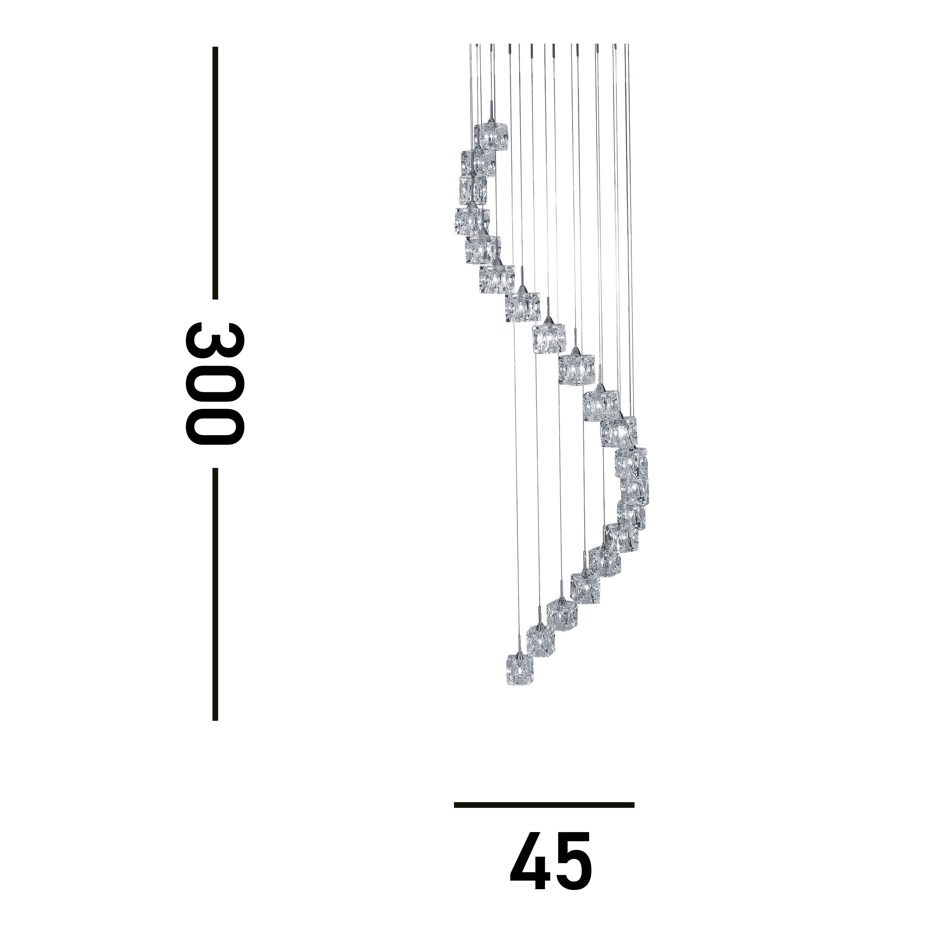 Searchlight Imrie LED - 20 Light Multi - Drop (Height 3M), Clear Glass, Chrome