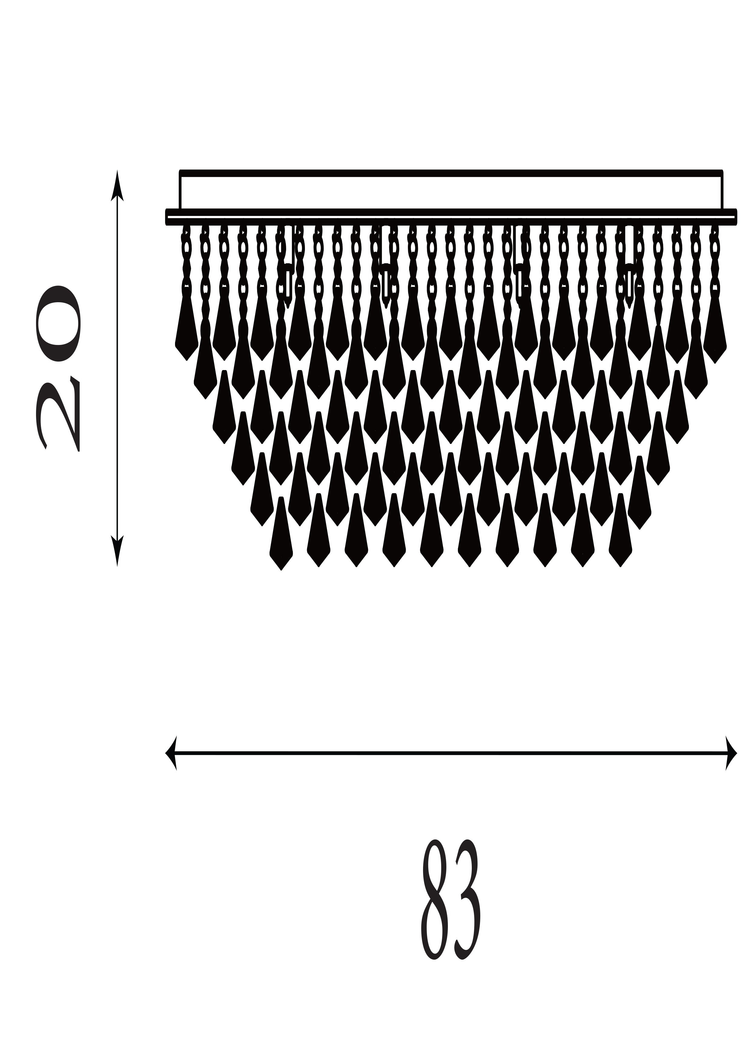 Searchlight Hampstead - 8 Light Rectangle Flush, Chrome, Crystal Pyramid Drops